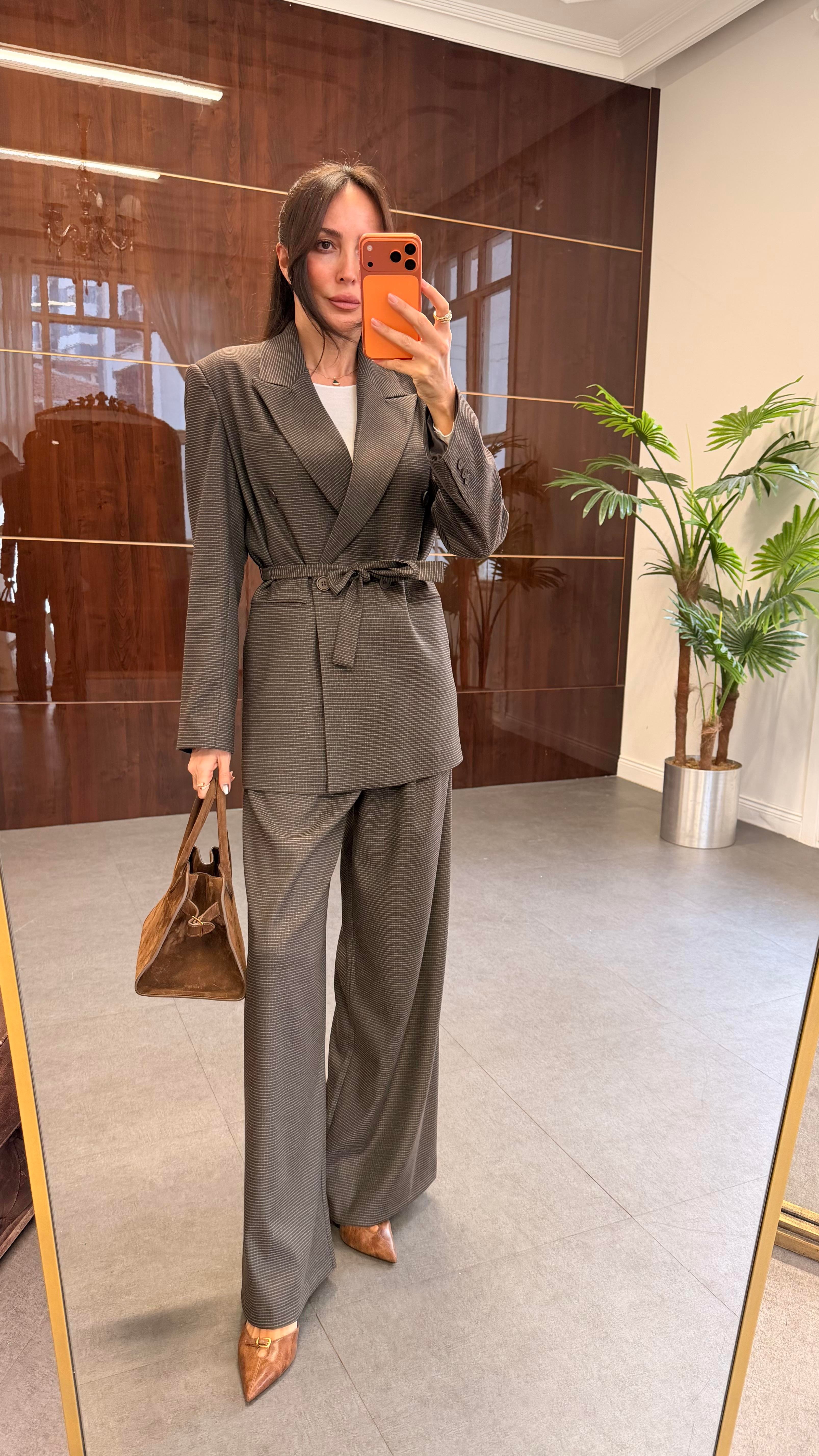 Kahve Pötikare Blazer Ceket