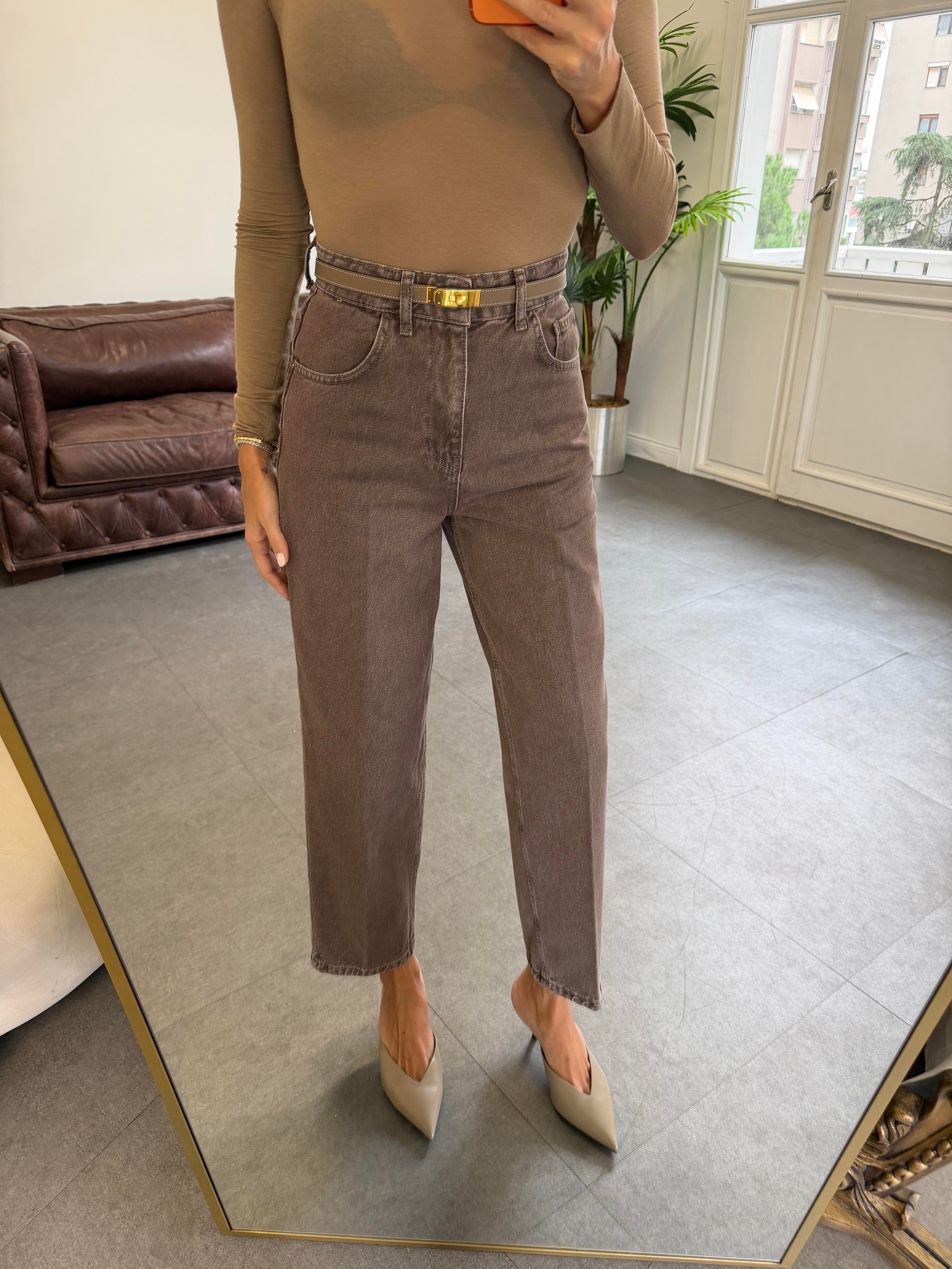 Kahve Skater Ütü İzli Rins Yıkama Jean