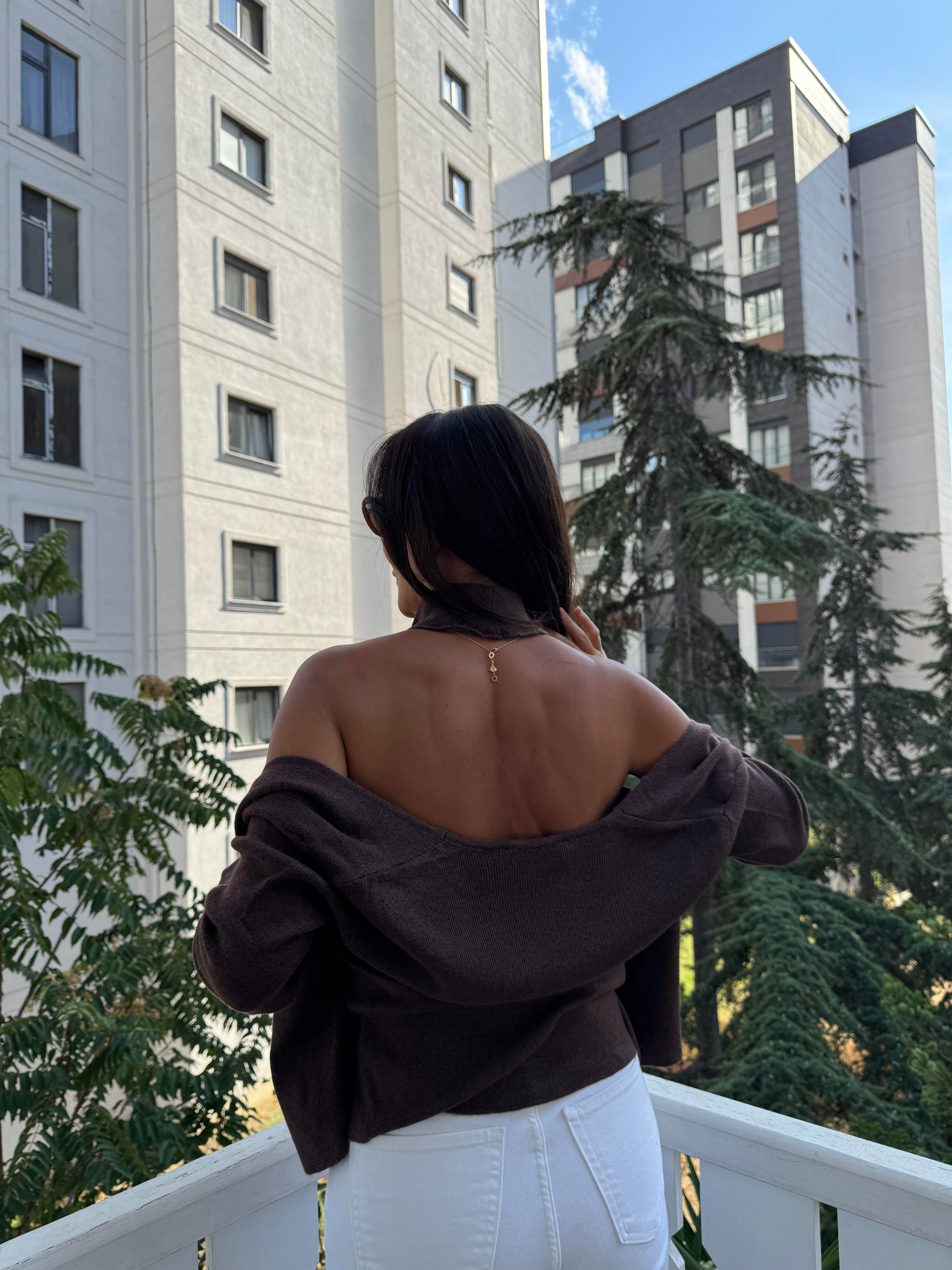 Kahve Tasarım Bluzlu Hırka