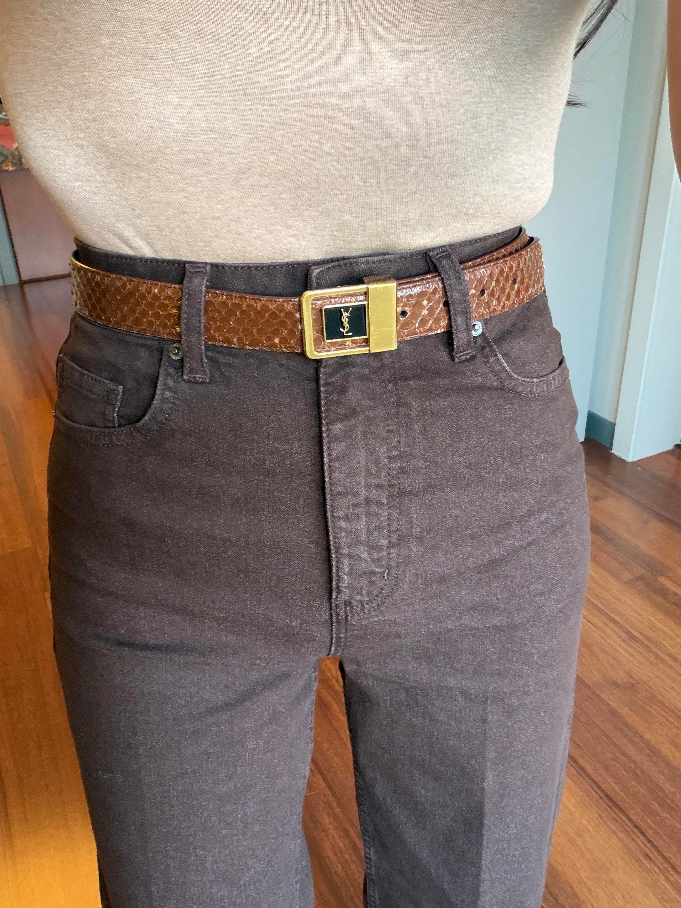 Kahve Yüksek Bel Wide-Leg Jean Pantolon