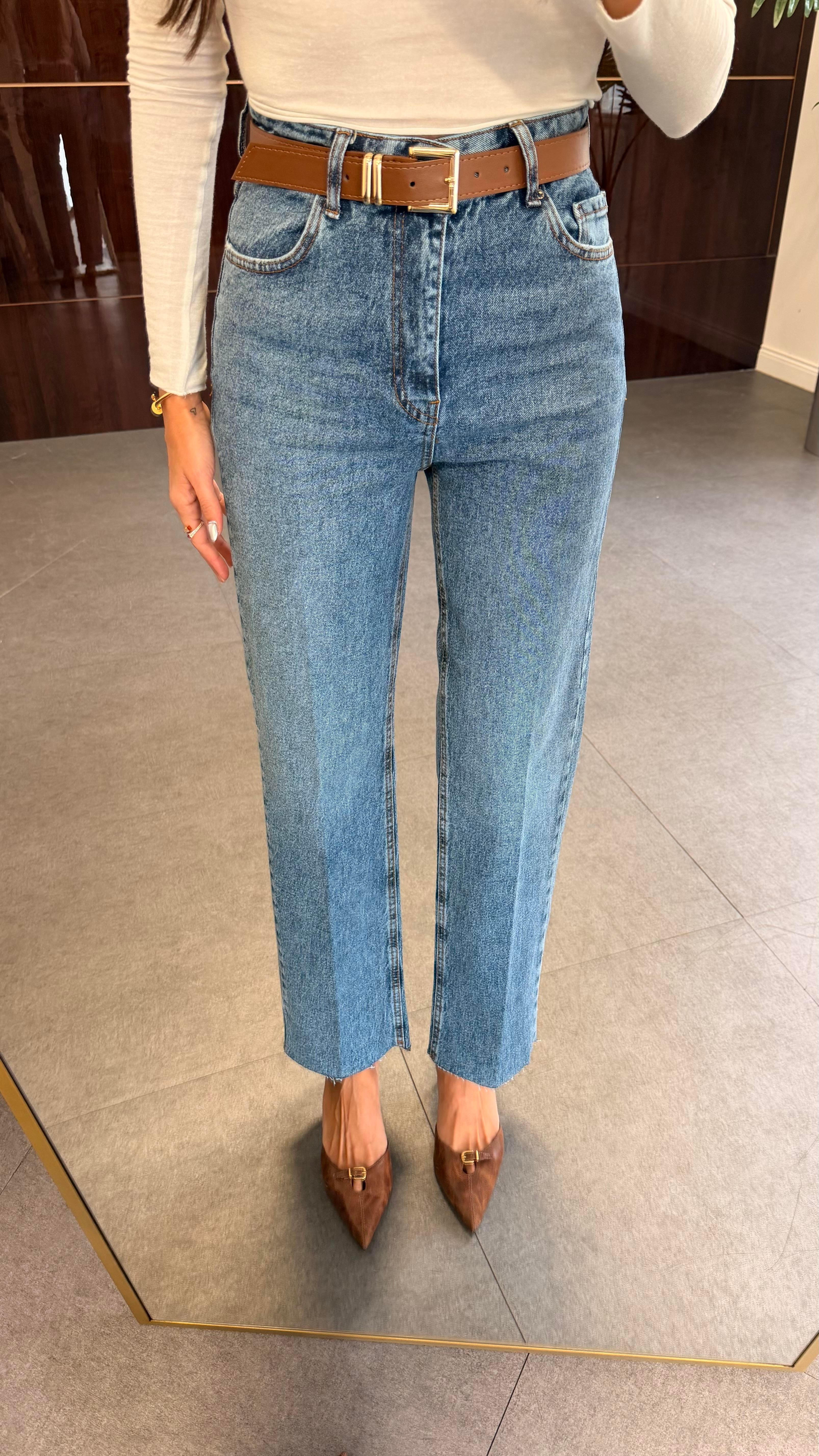 Kar Yıkama Kesik Paça Wide Leg Pantolon