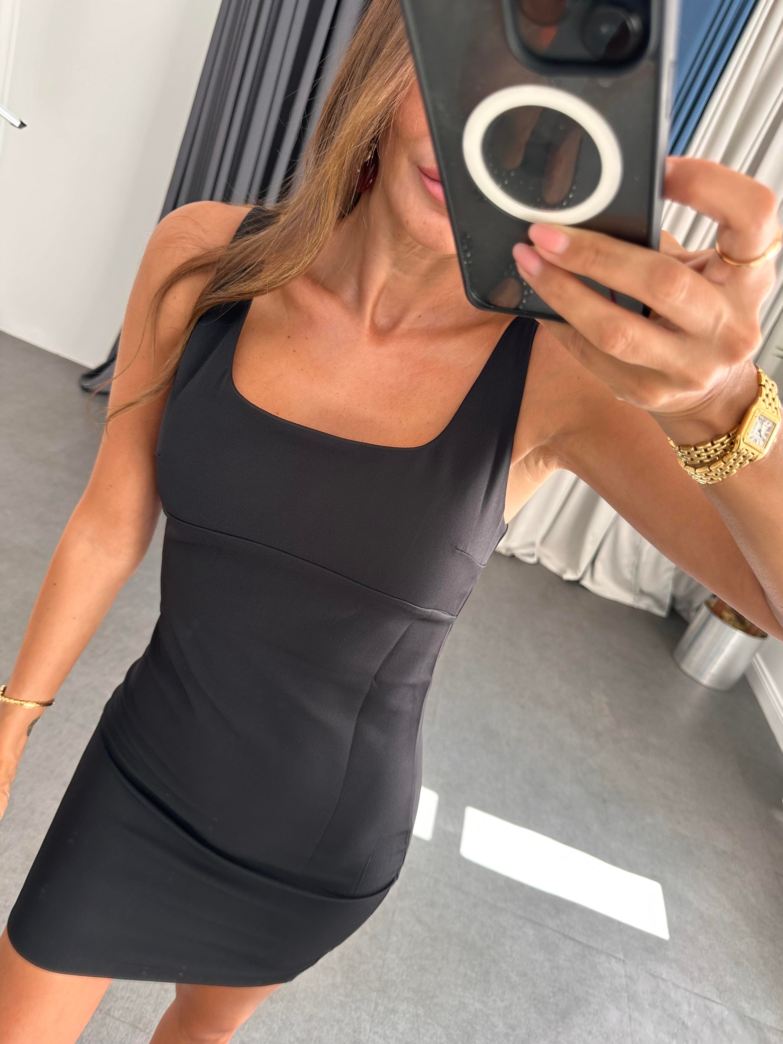 kare yaka mini elbise