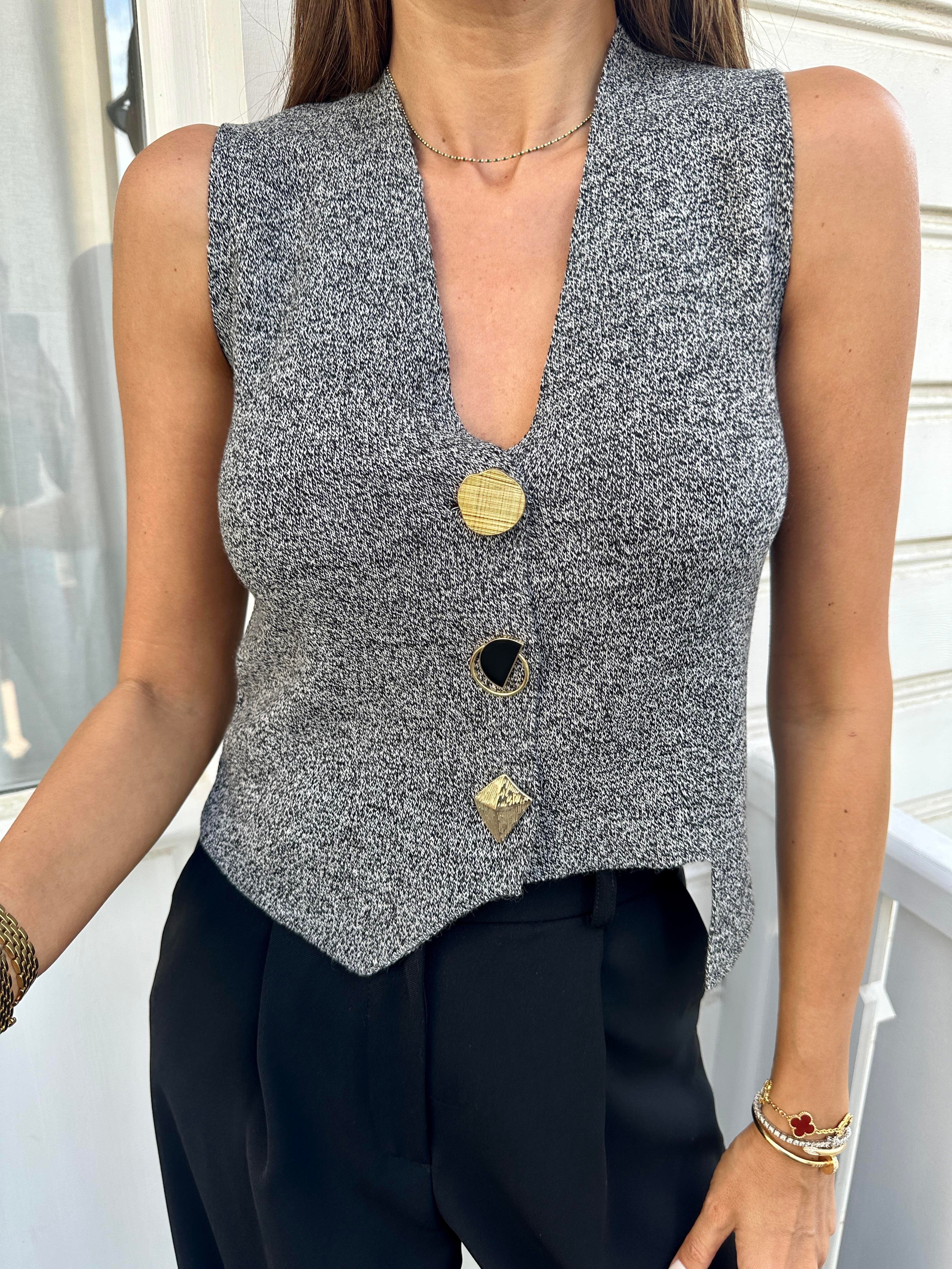 Kırçıllı Gri Çelik Örme Yelek