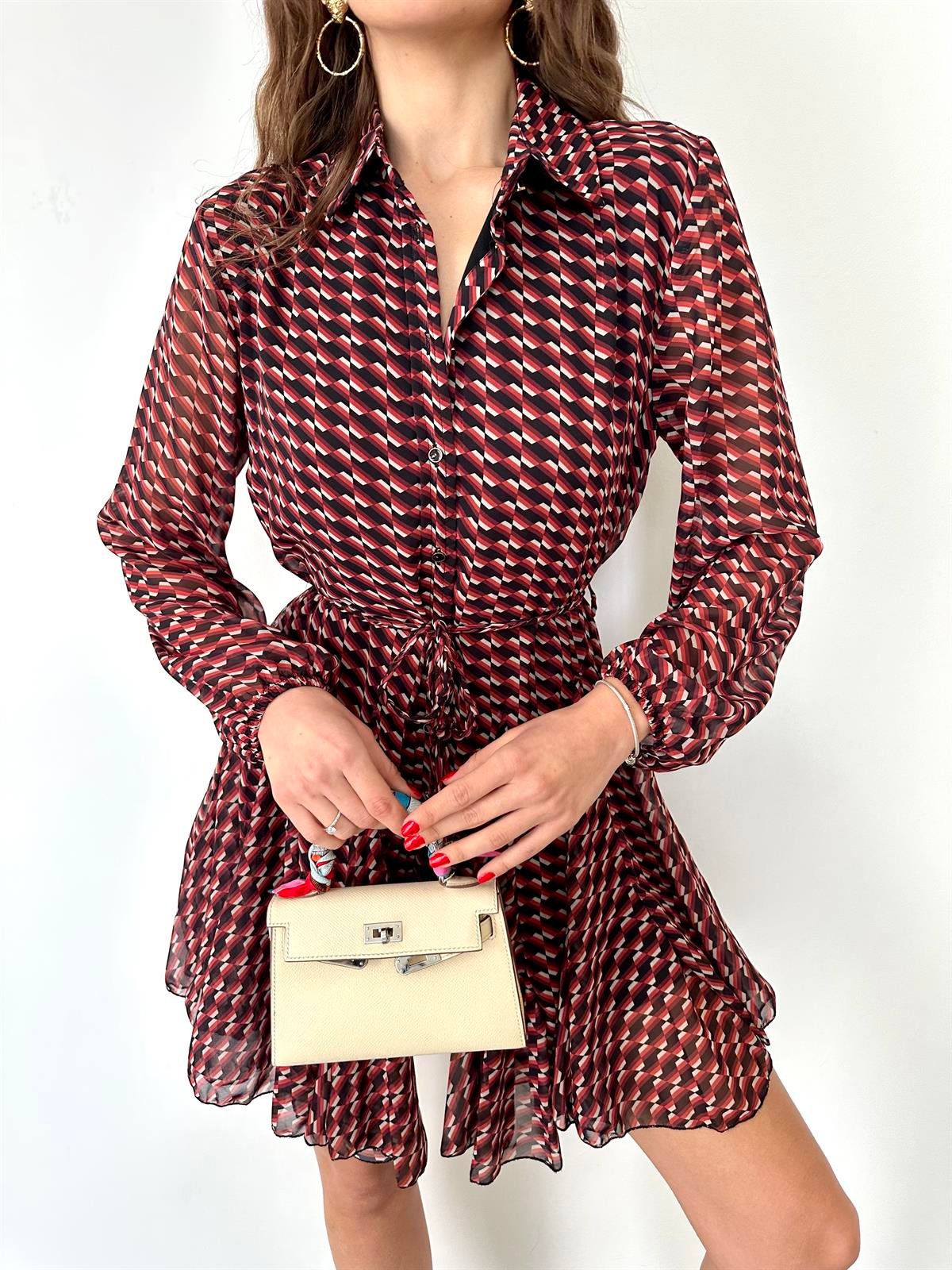 Kiremit  Volanlı Elbise