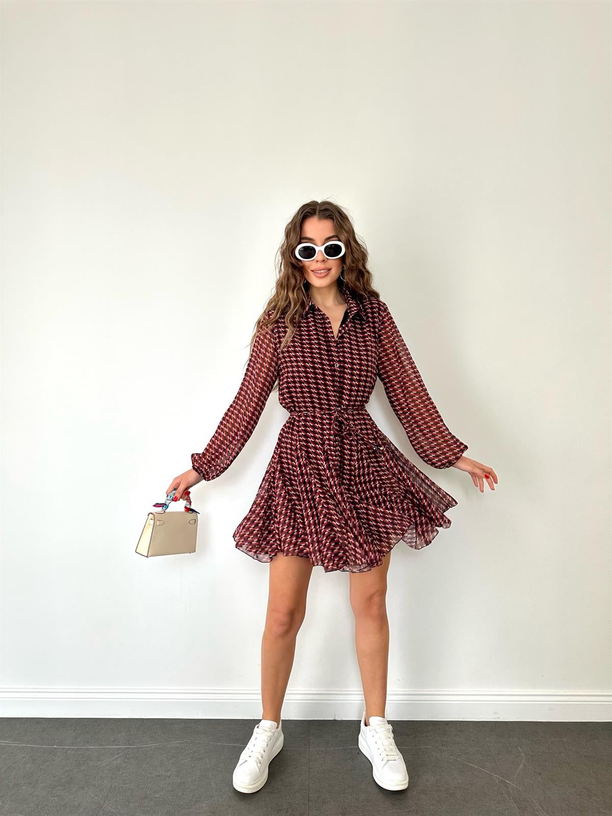 Kiremit  Volanlı Elbise