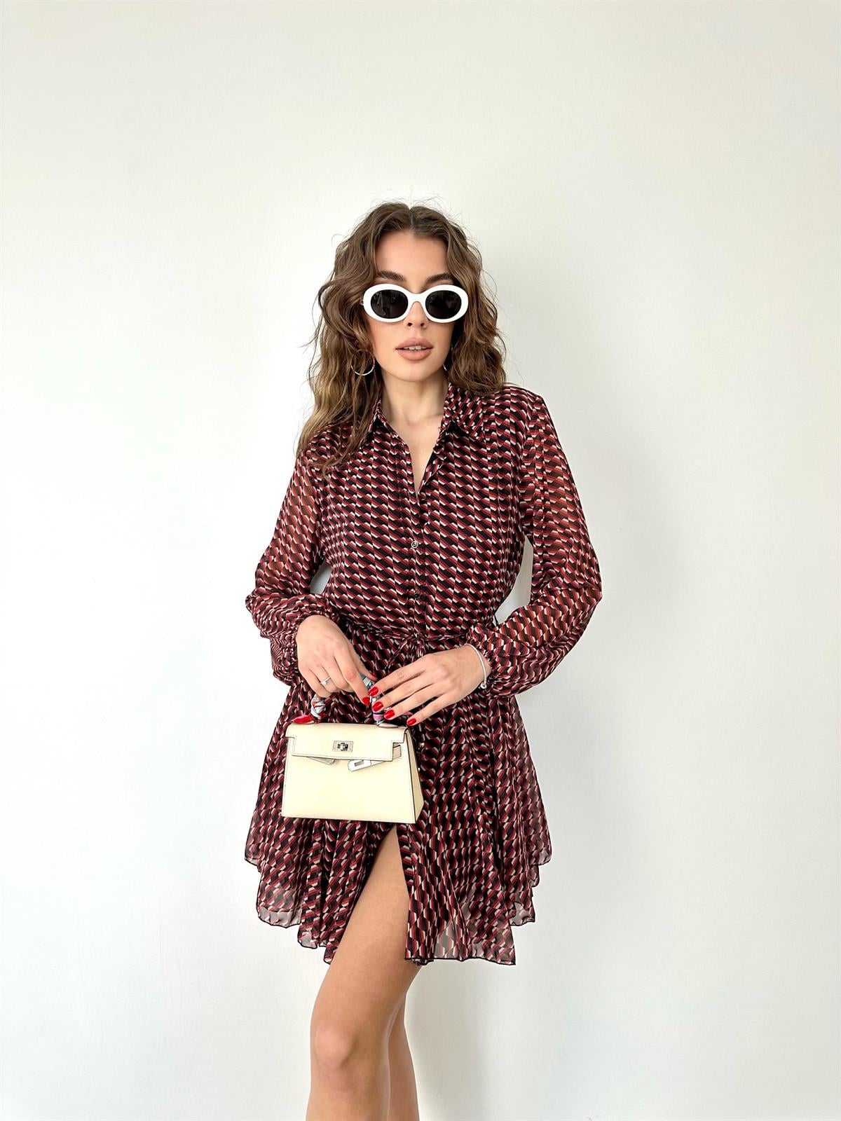 Kiremit  Volanlı Elbise