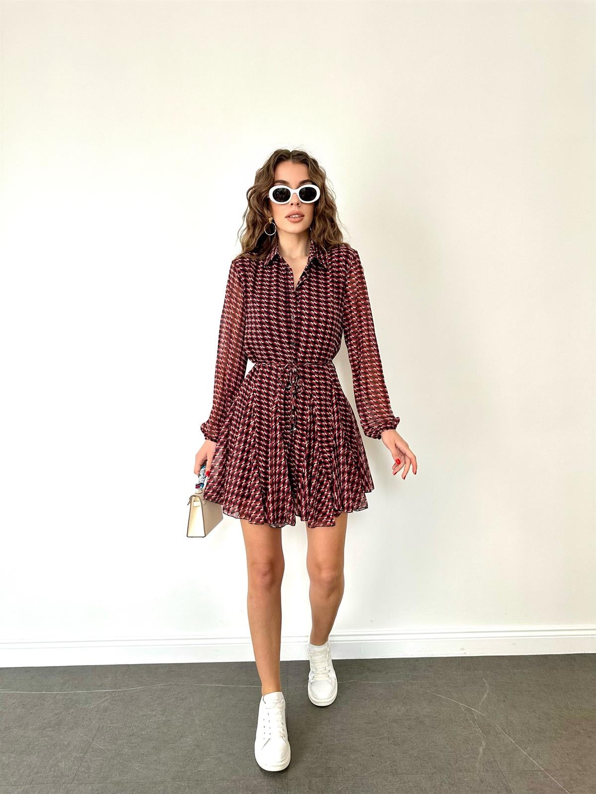 Kiremit  Volanlı Elbise