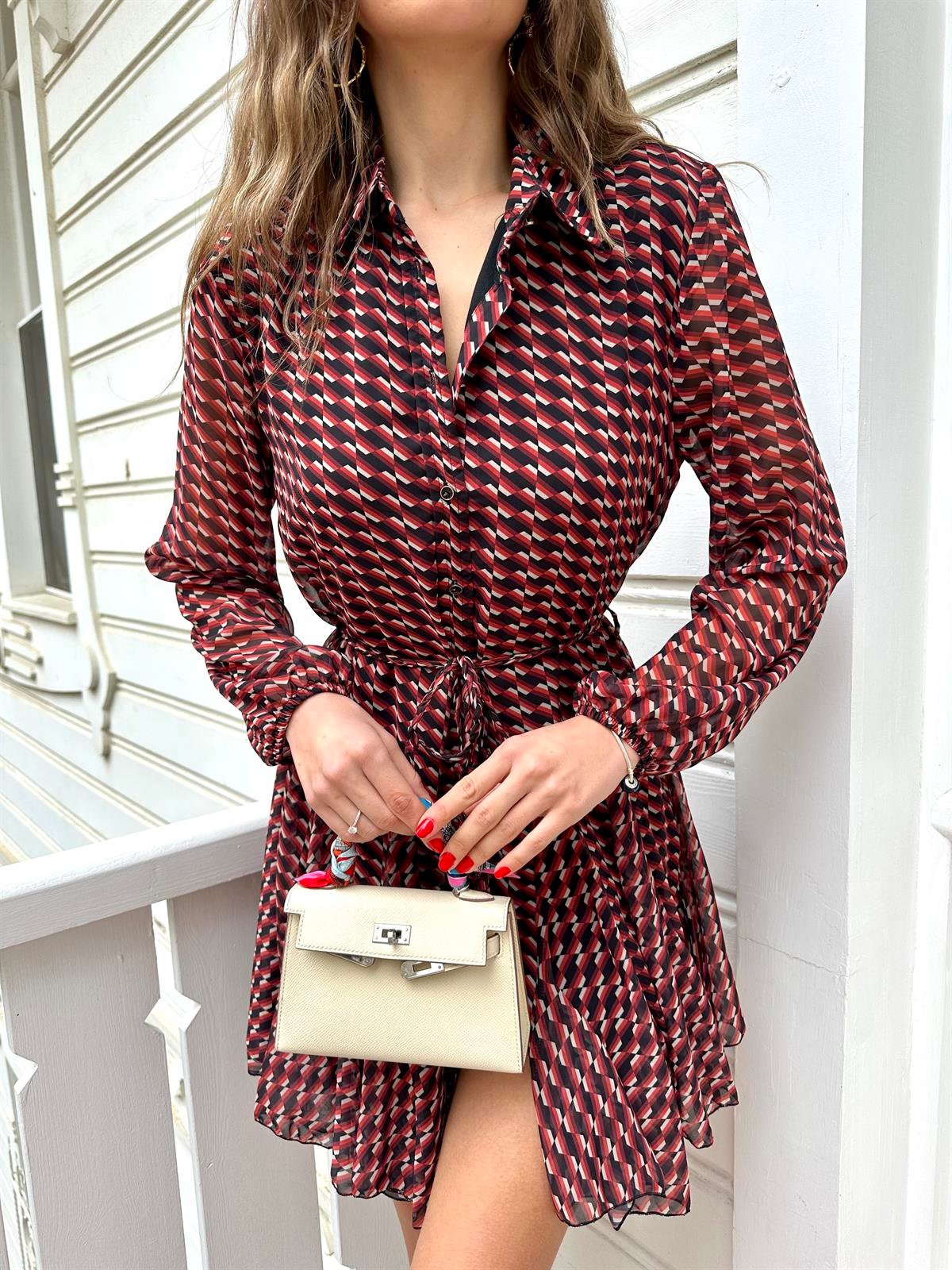 Kiremit  Volanlı Elbise