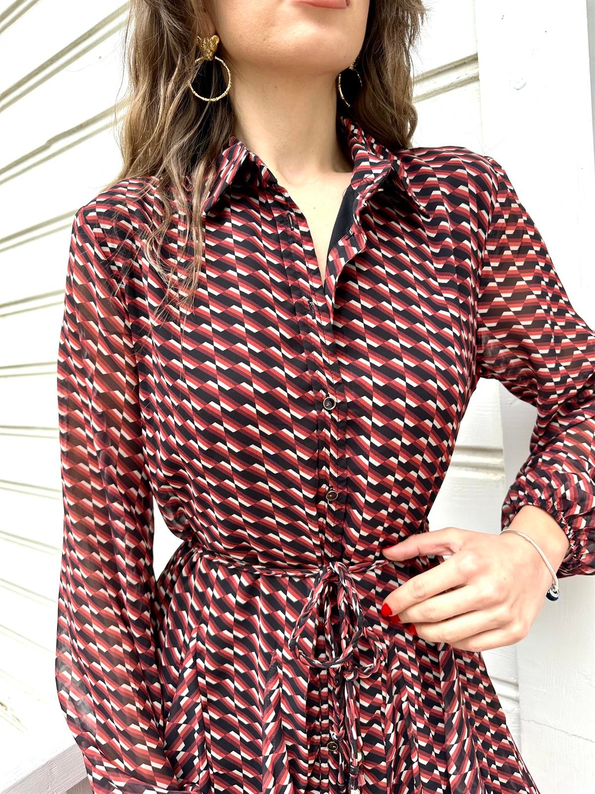 Kiremit  Volanlı Elbise