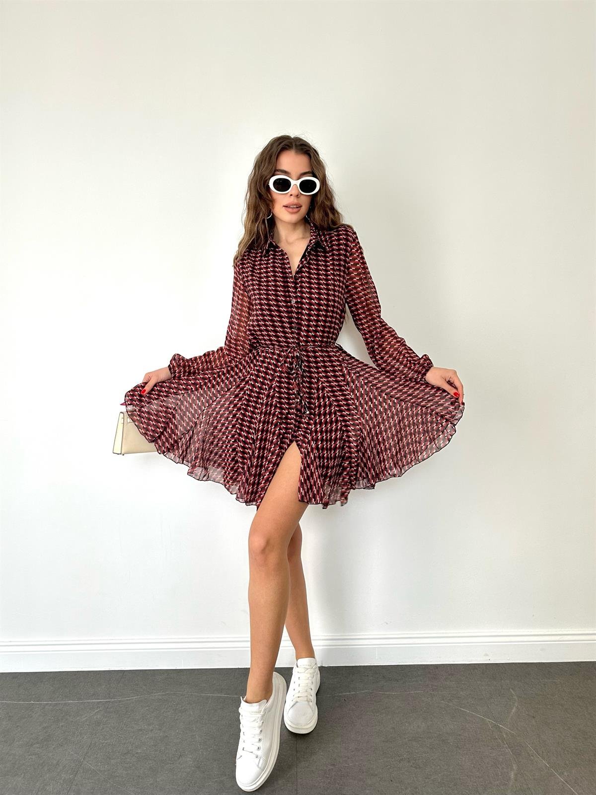 Kiremit  Volanlı Elbise