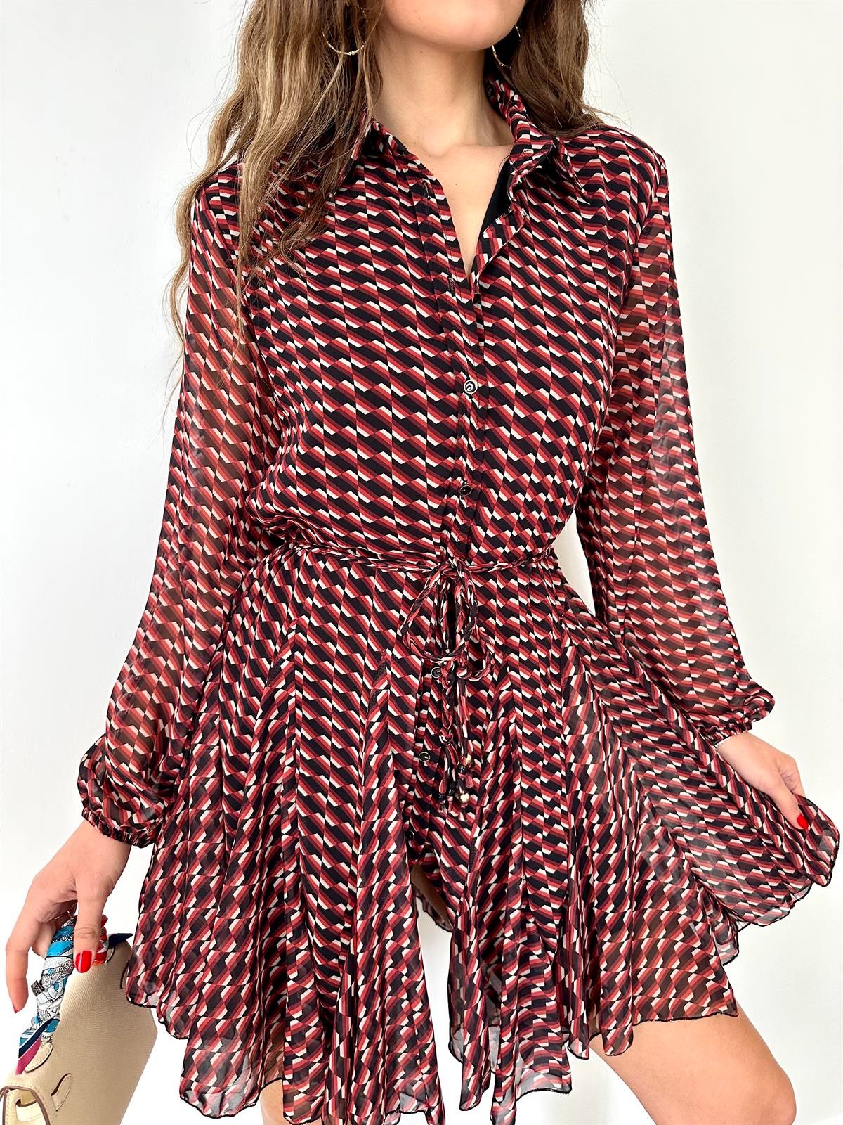 Kiremit  Volanlı Elbise