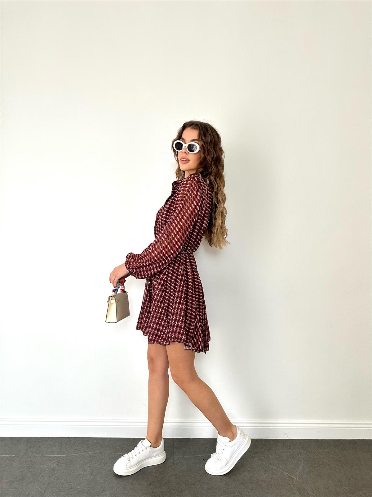 Kiremit  Volanlı Elbise