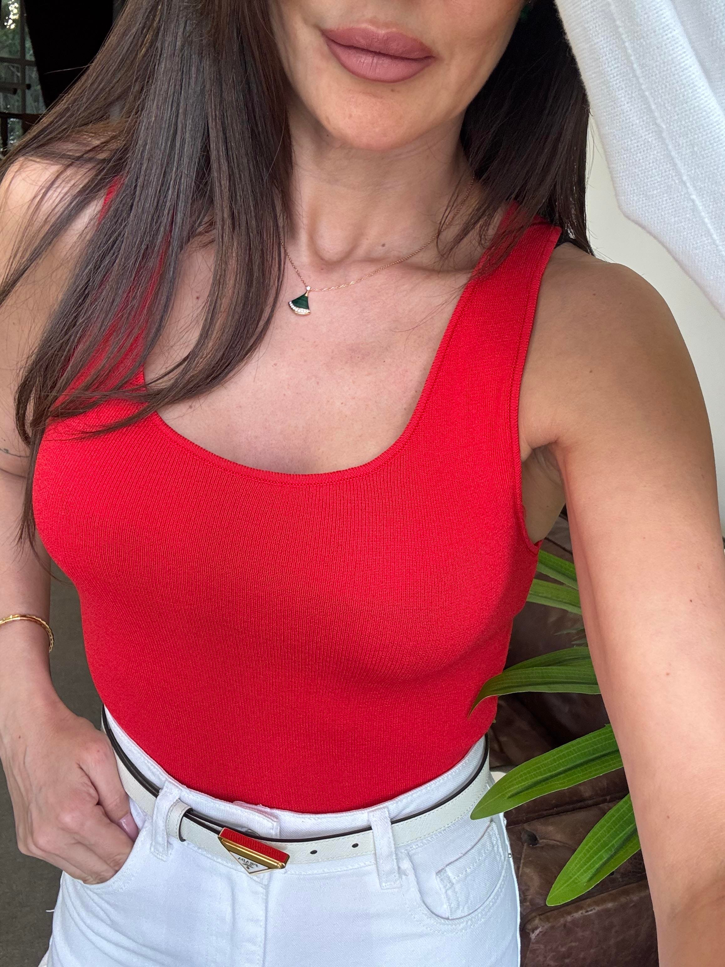 Kırmızı Basic Triko Bluz