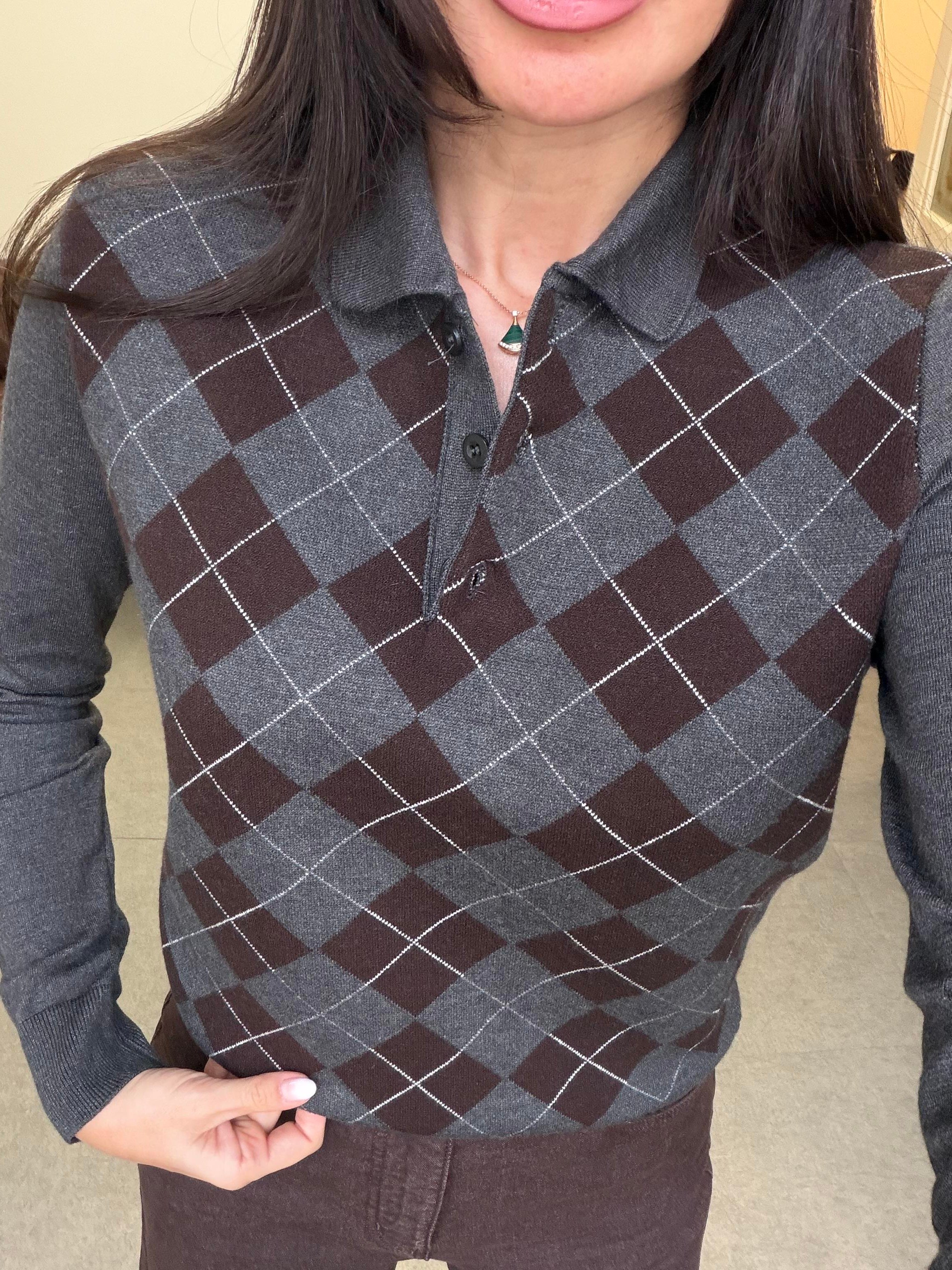 Koyu Gri Ekoseli Kazak