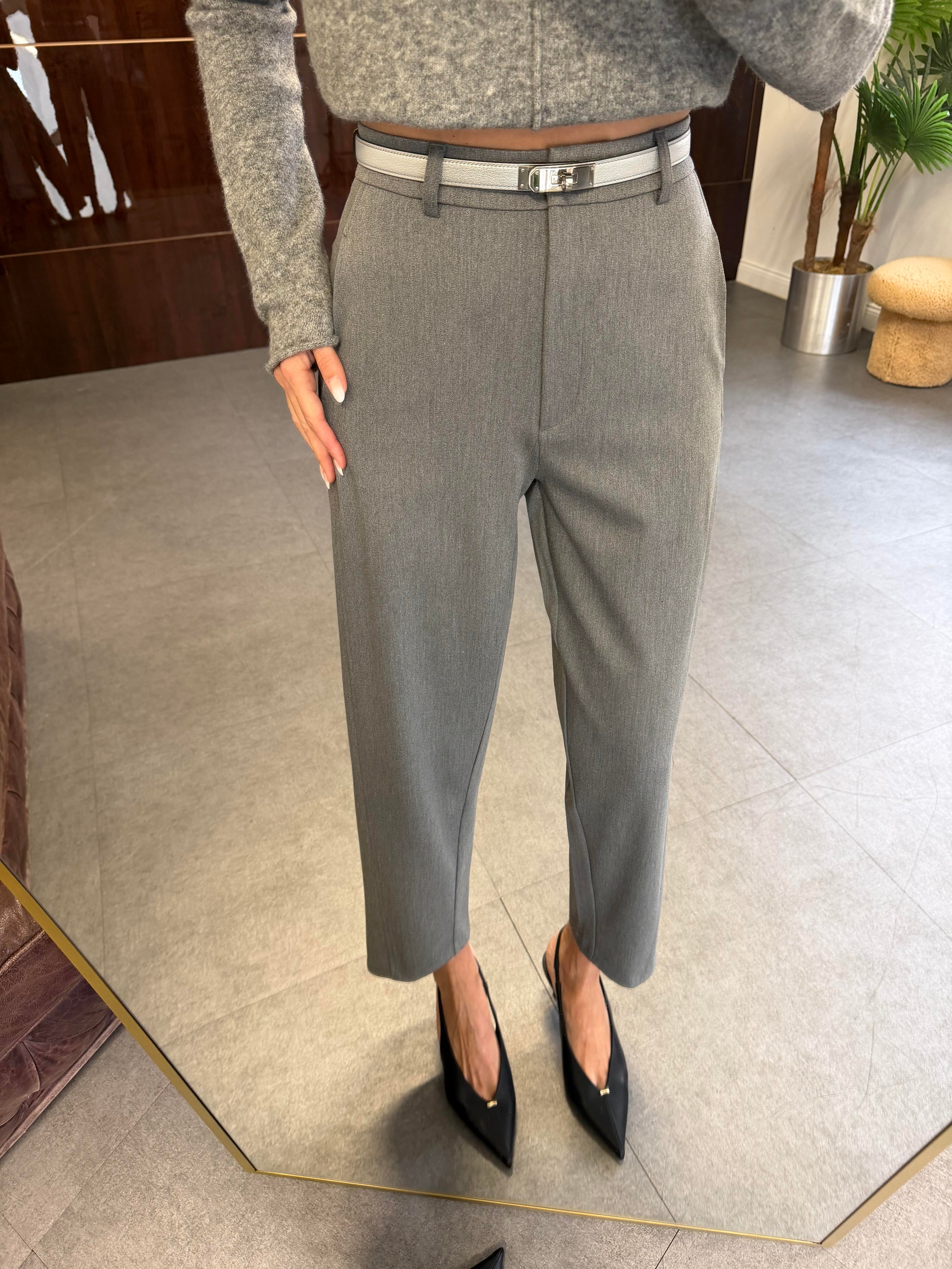 Koyu Gri Klasik Düz Kesim Pantolon