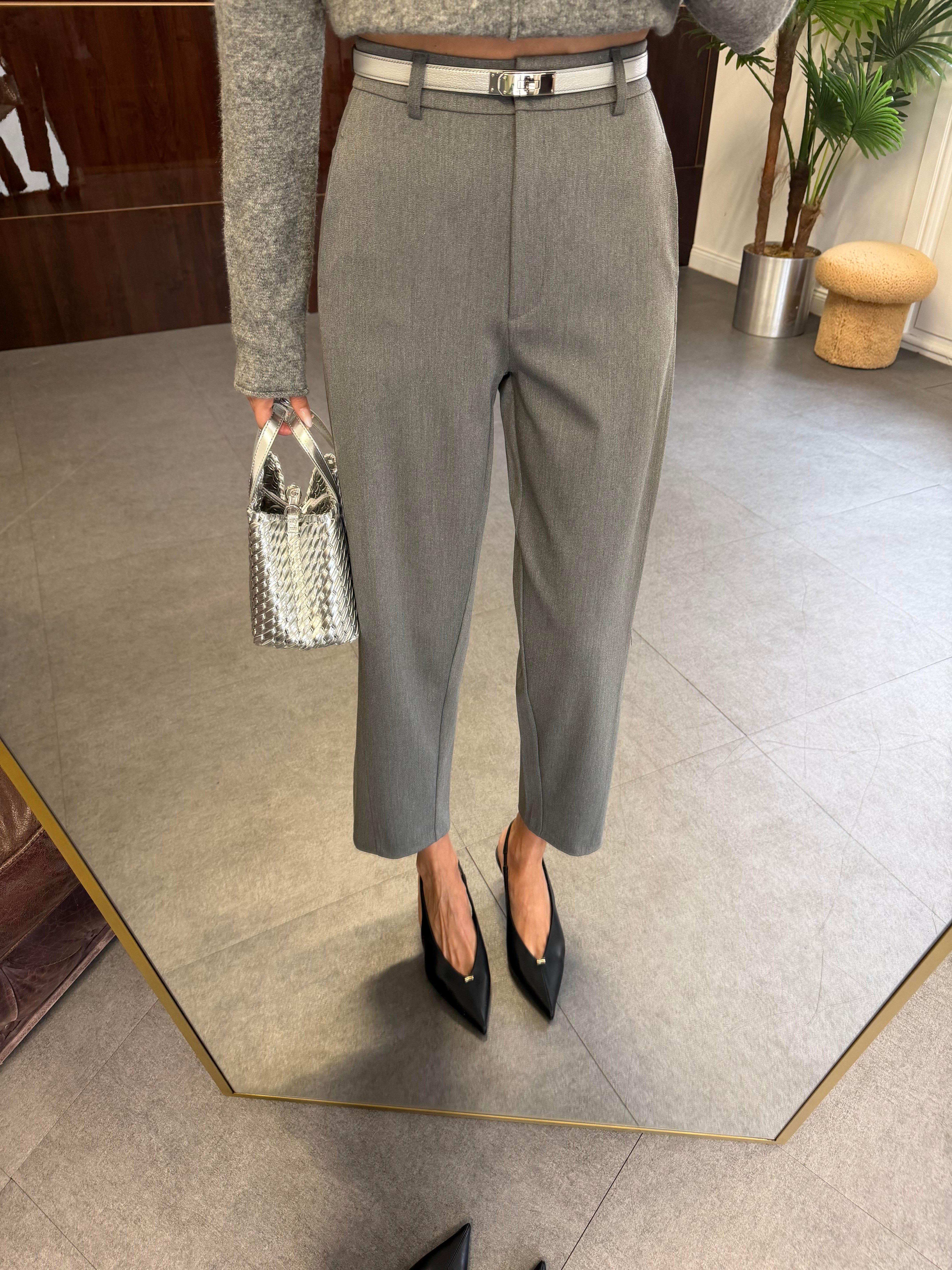 Koyu Gri Klasik Düz Kesim Pantolon