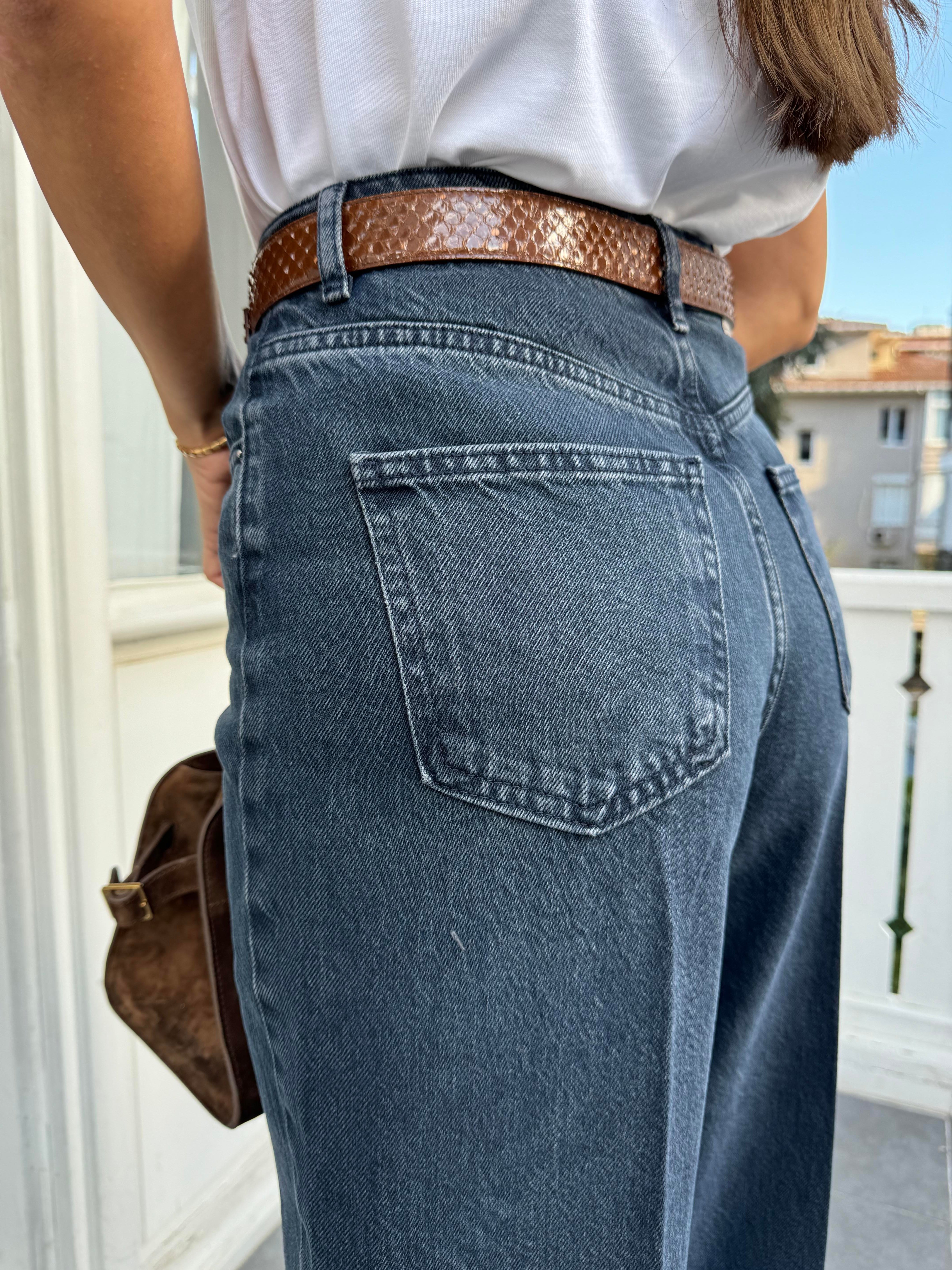 Koyu Mavi Wide Leg Jean Pantolon