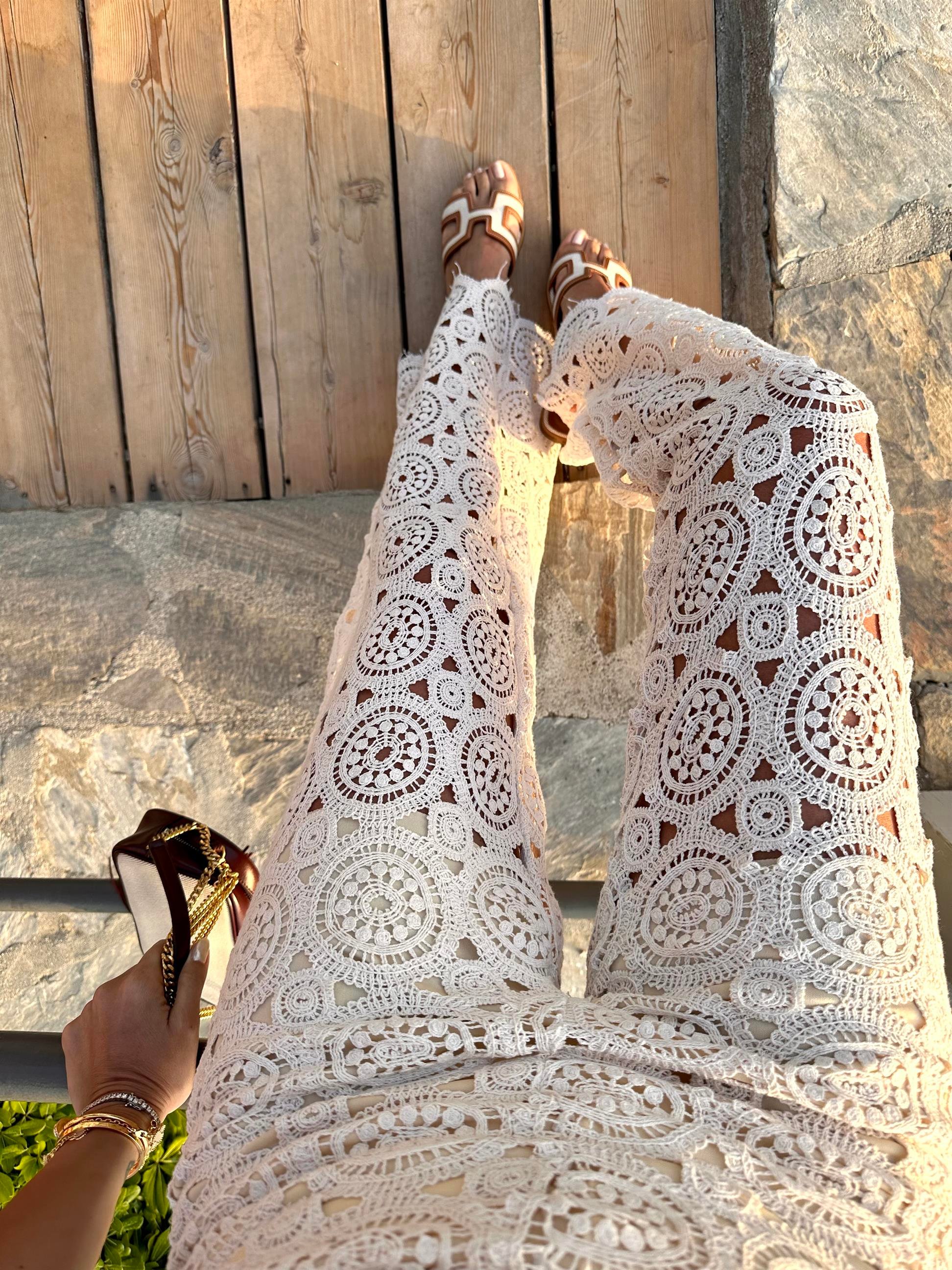 Krem  Dantelli Pantolon