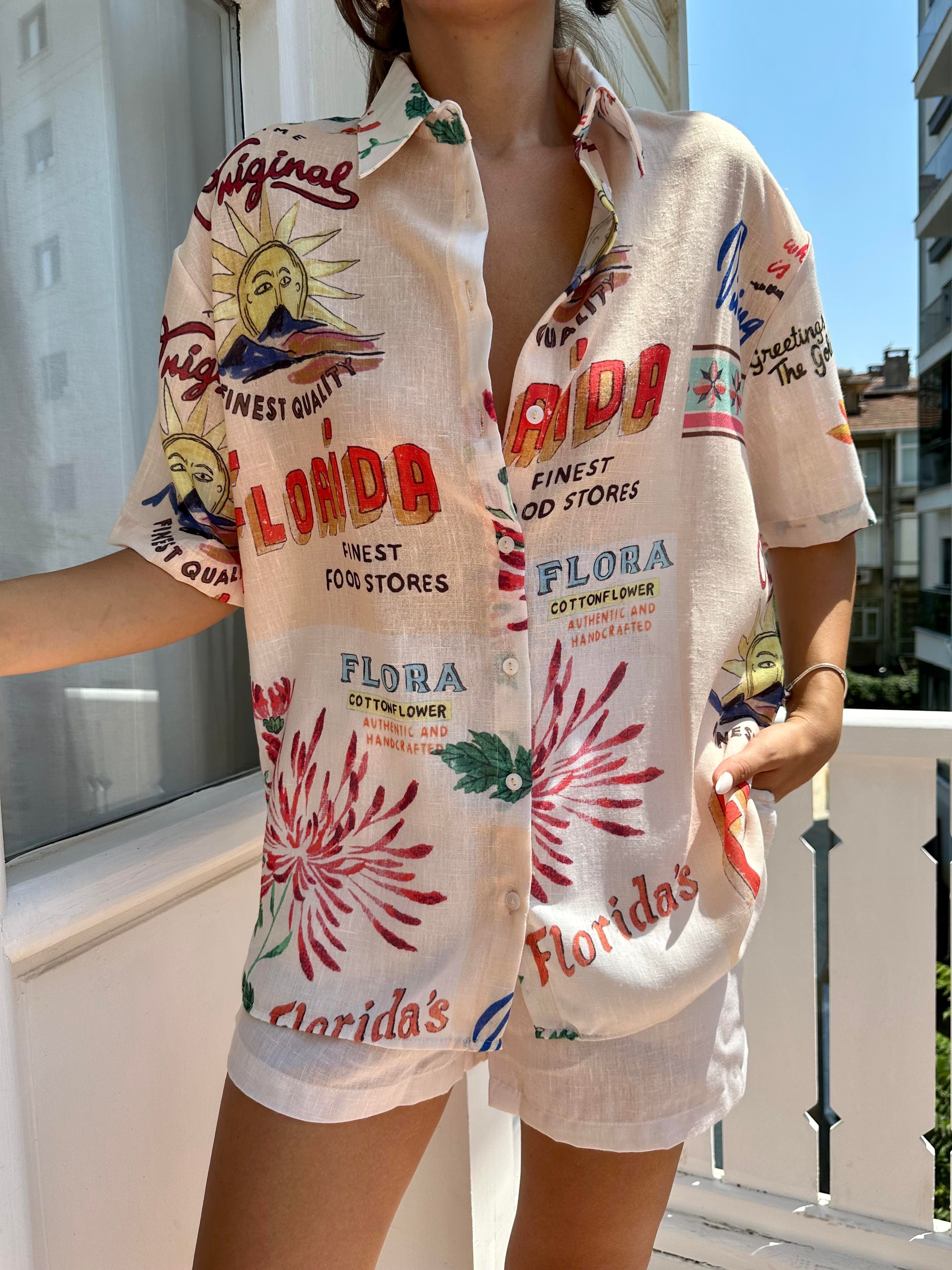 Krem Florida Gömlek