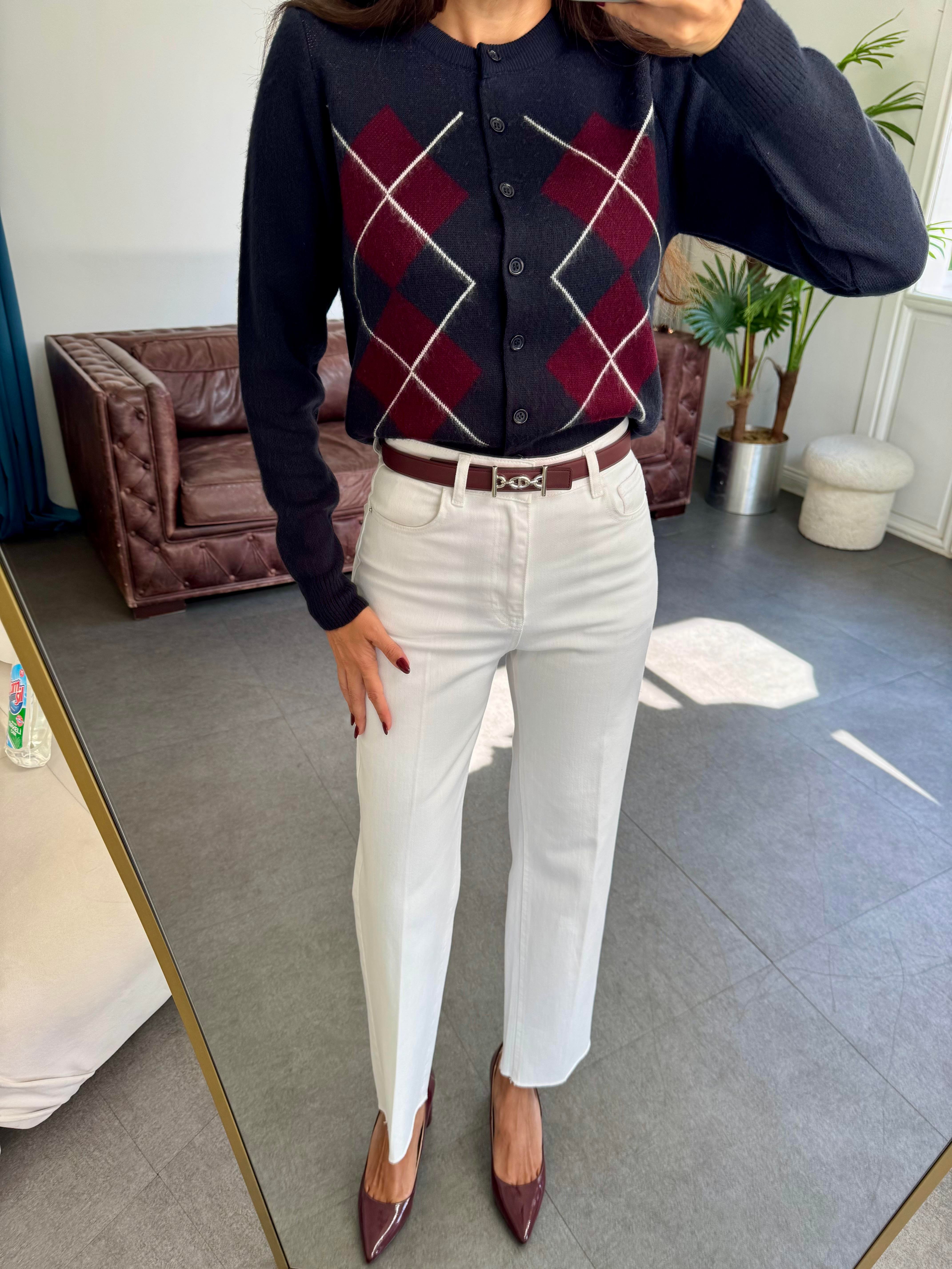 Lacivert Baklavalı Triko Hırka