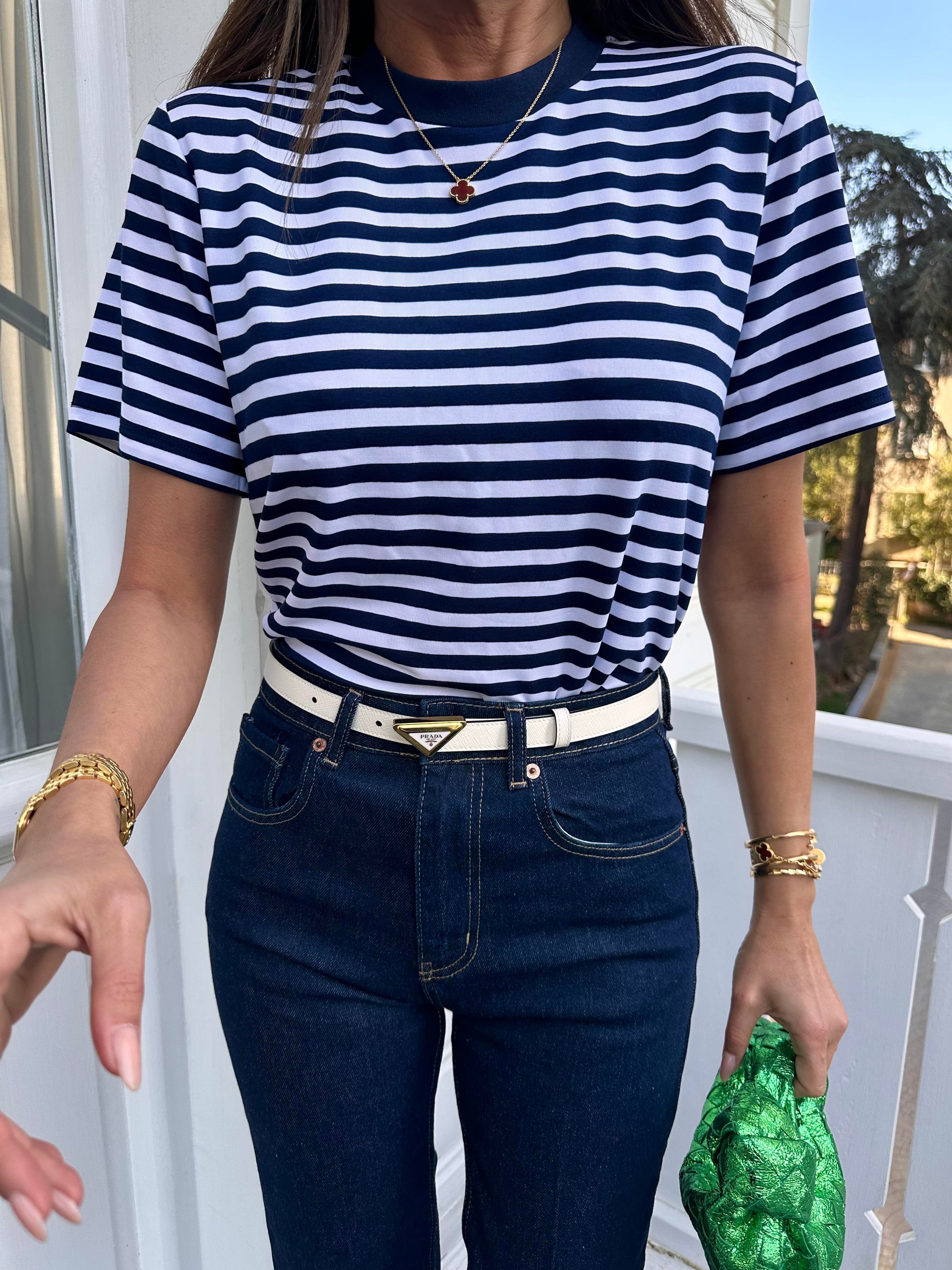 Lacivert Çizgili Basic Tshirt