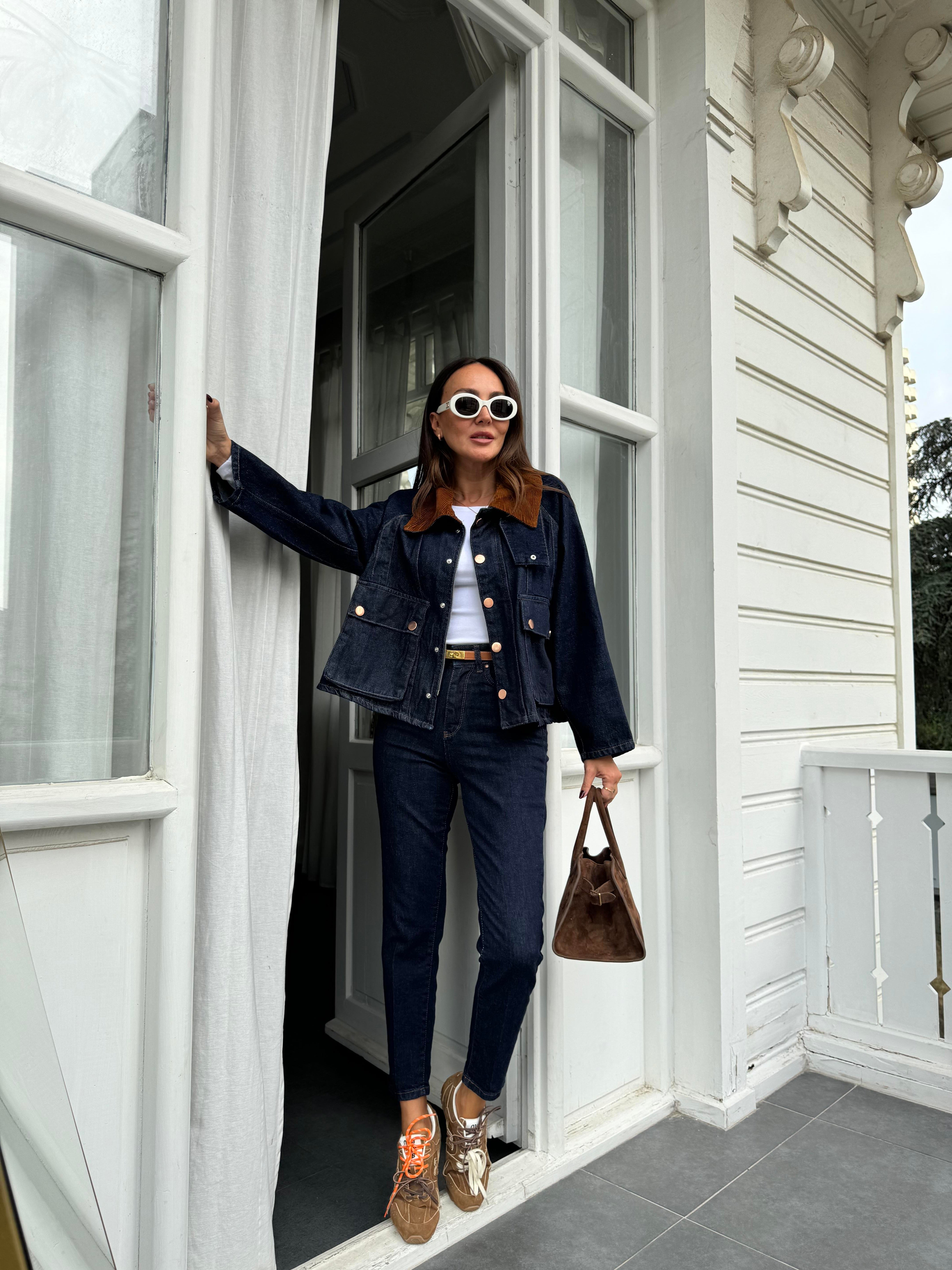 Lacivert Geniş Kalıp Kot Ceket