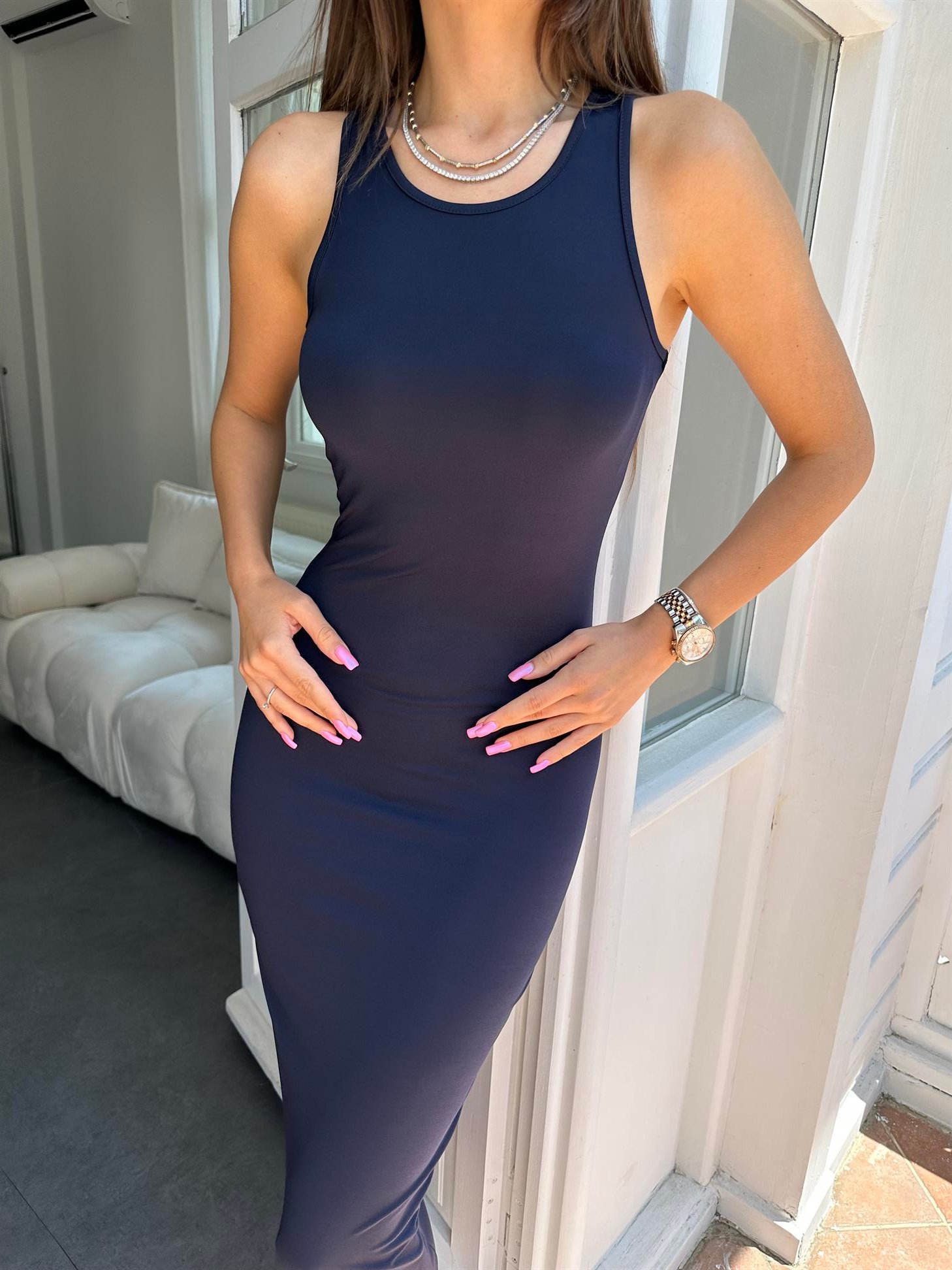 Lacivert Kenze Elbise