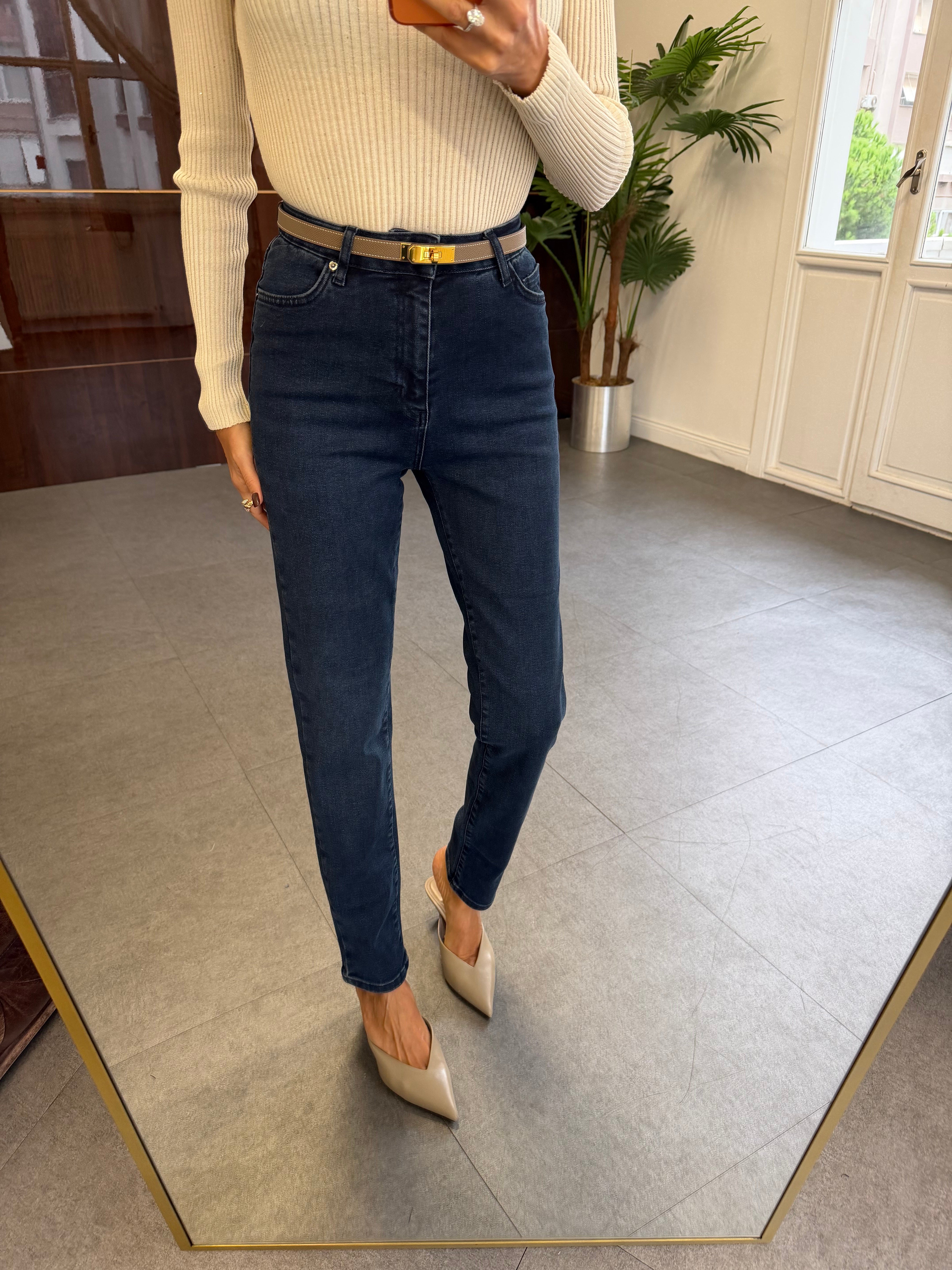 Lacivert Mom Jean Pantolon