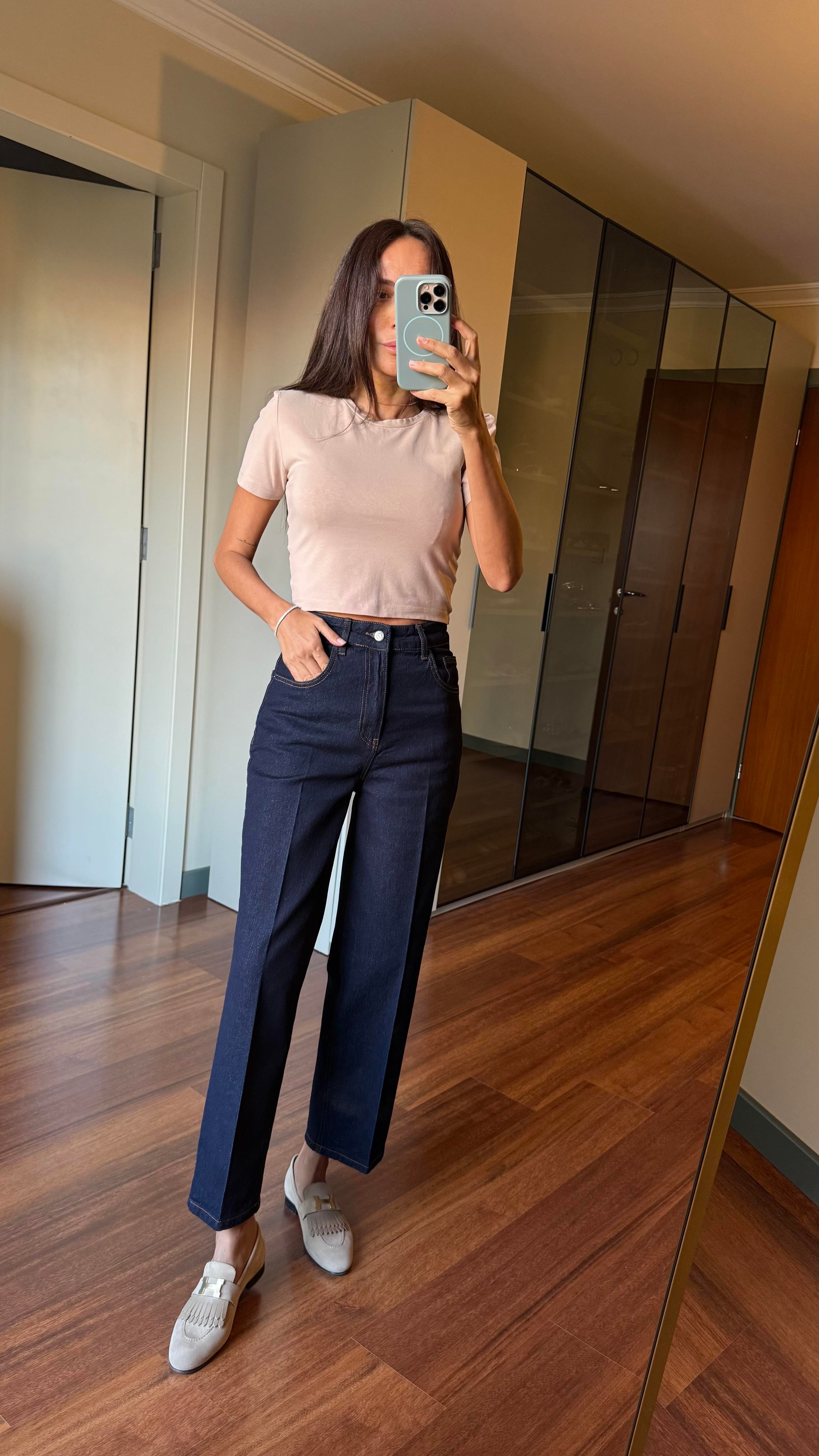 Lacivert Skater Ütü İzli Rins Yıkama Jean