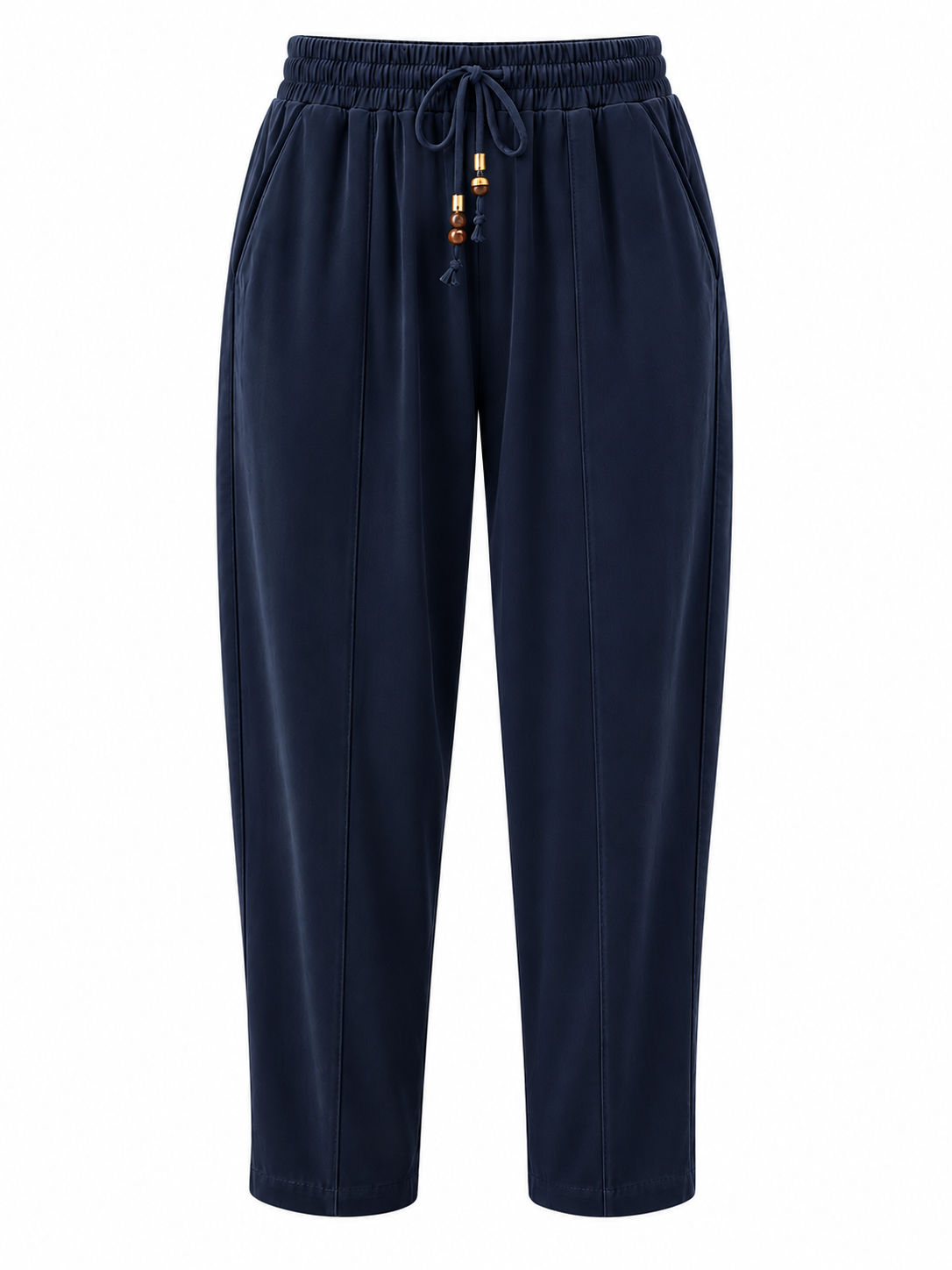 Lacivert Tencel Bağcıklı Kumaş Pantolon