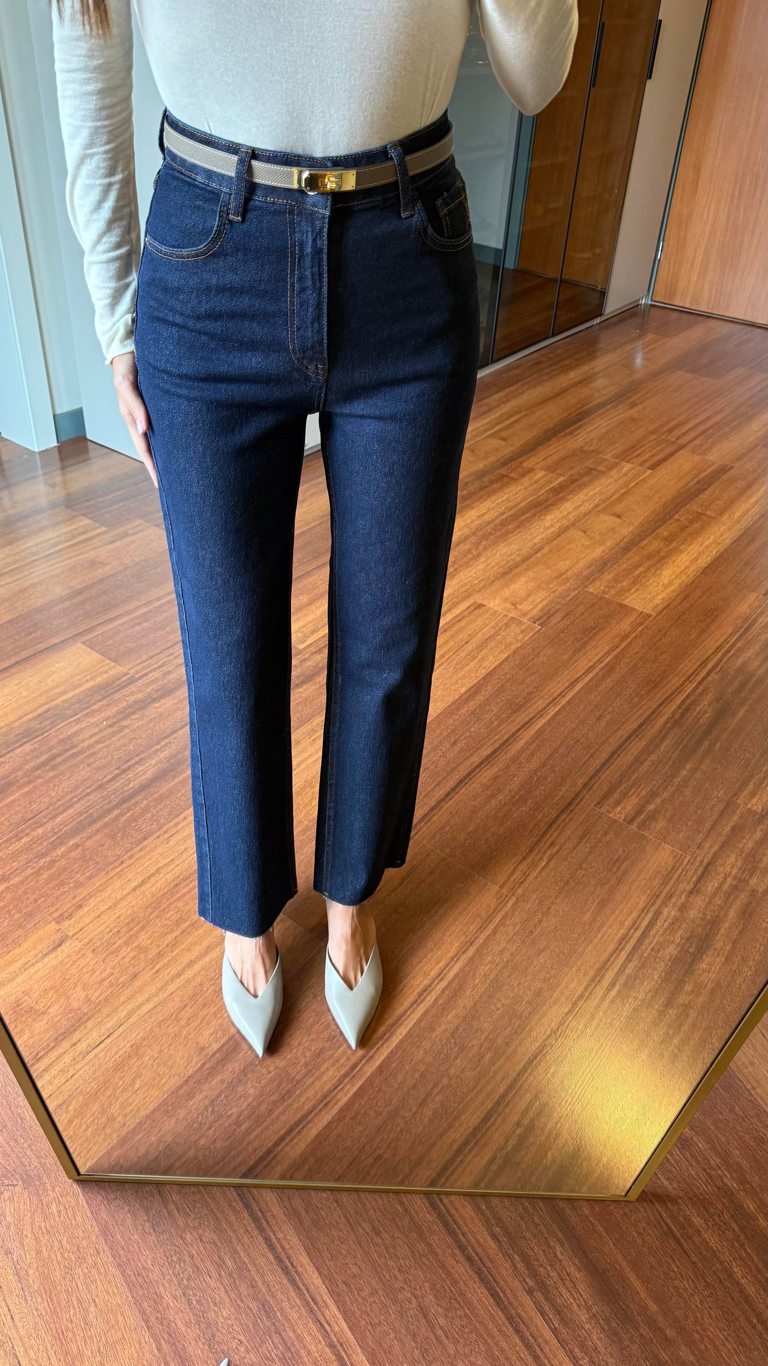 Lacivert Yıkamalı Düz Kesim Jean Pantolon