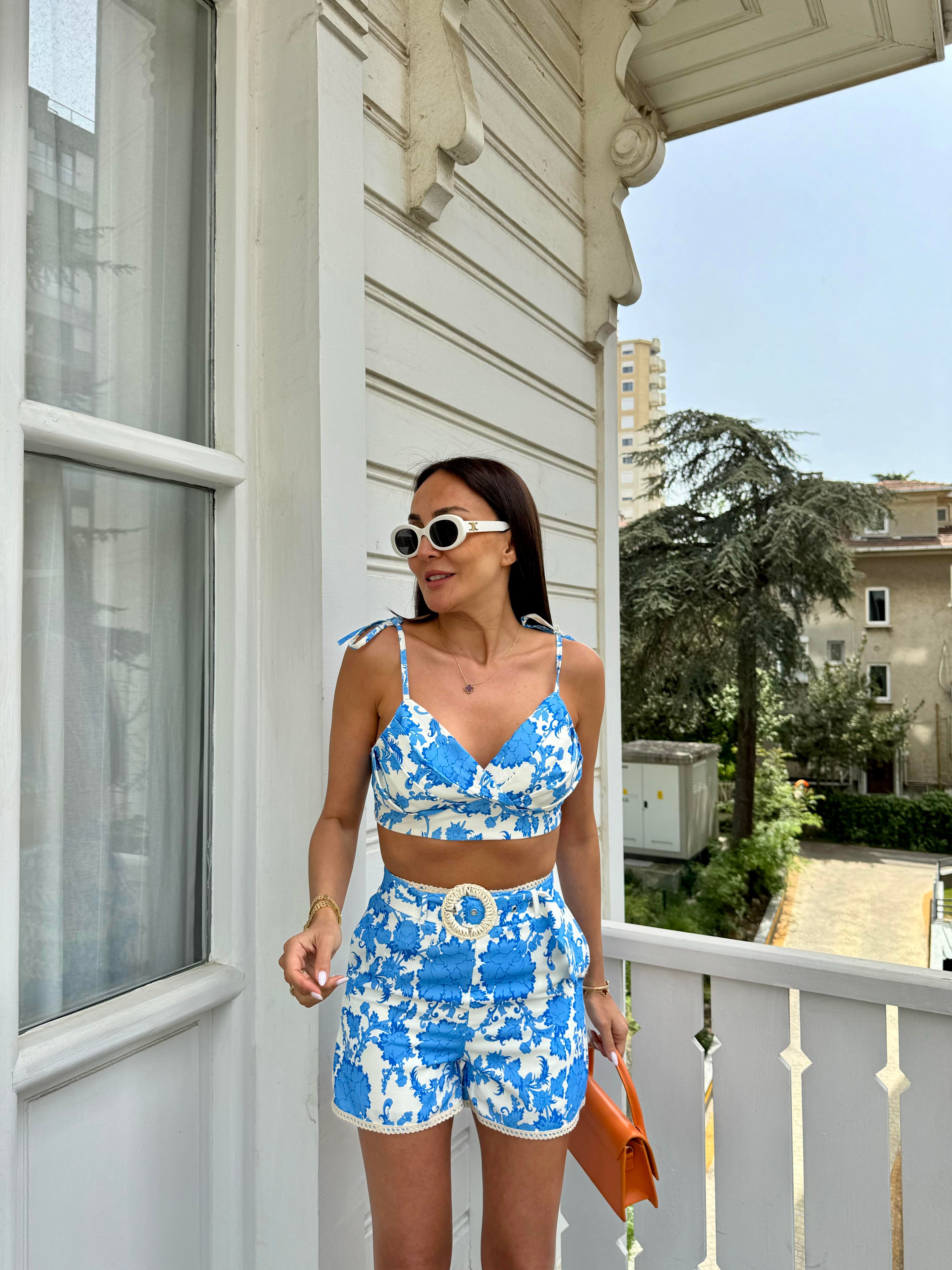 Mavi Büstiyer Şort Takım