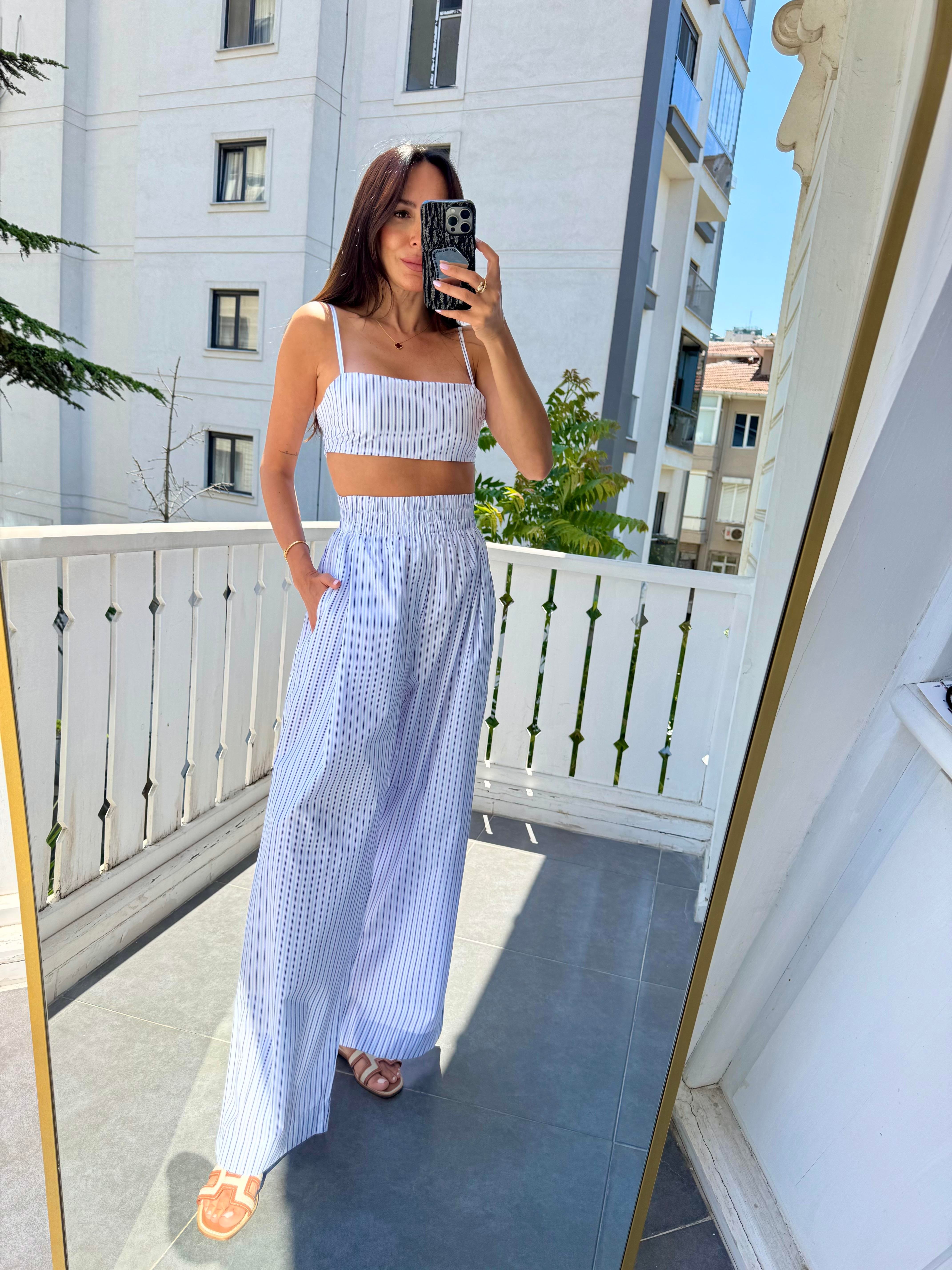 Mavi Çizgili Büstiyer