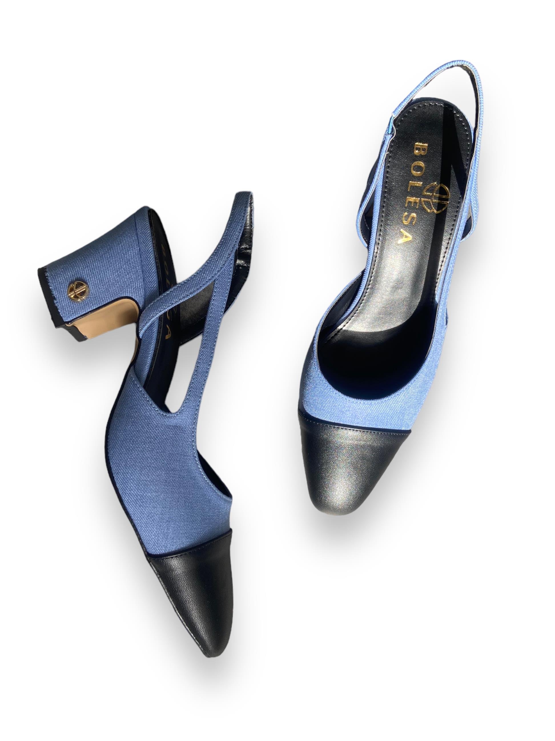 Mavi Ella Topuklu Ayakkabı