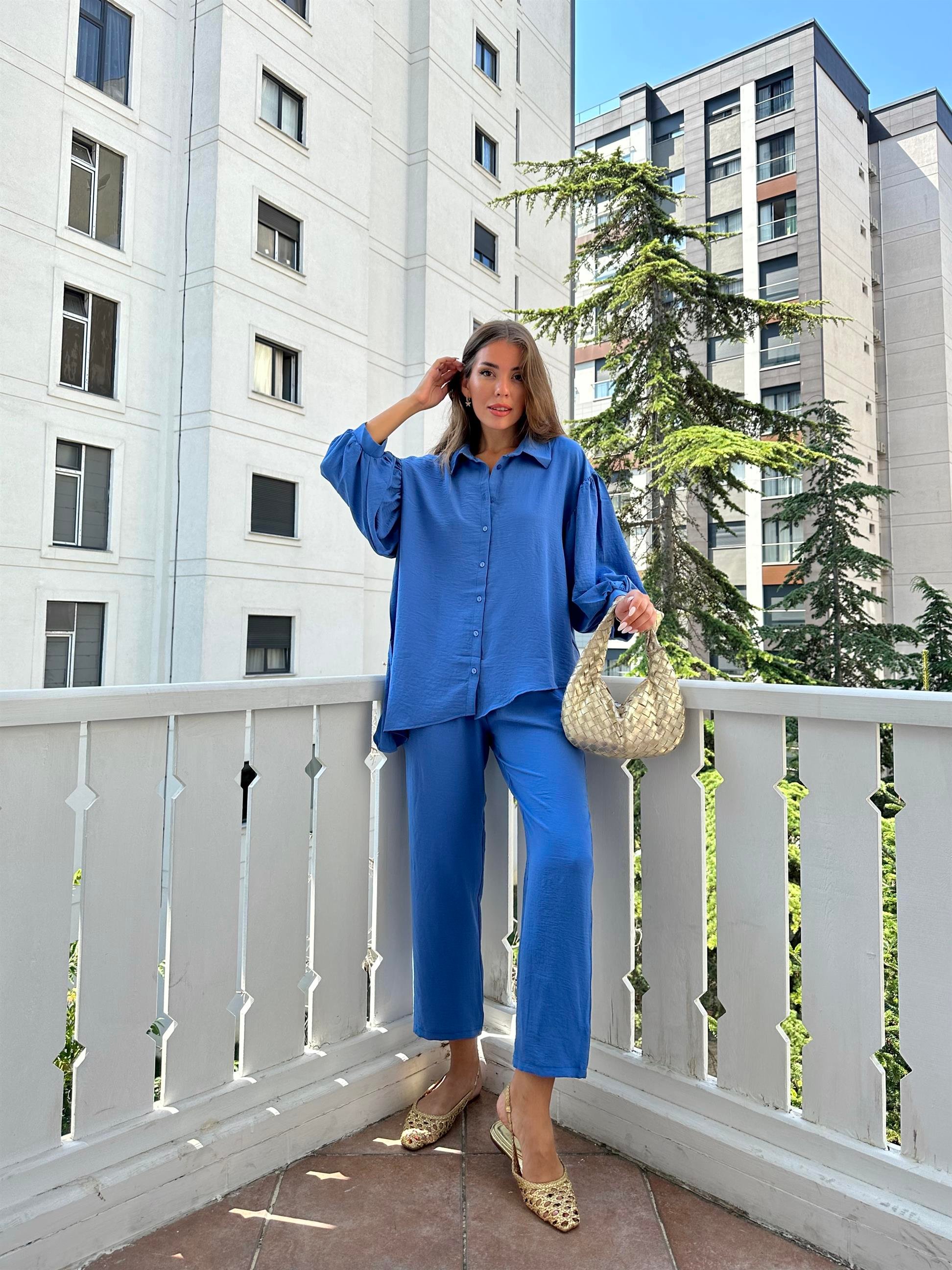 Mavi Gömlek Kadın Takım