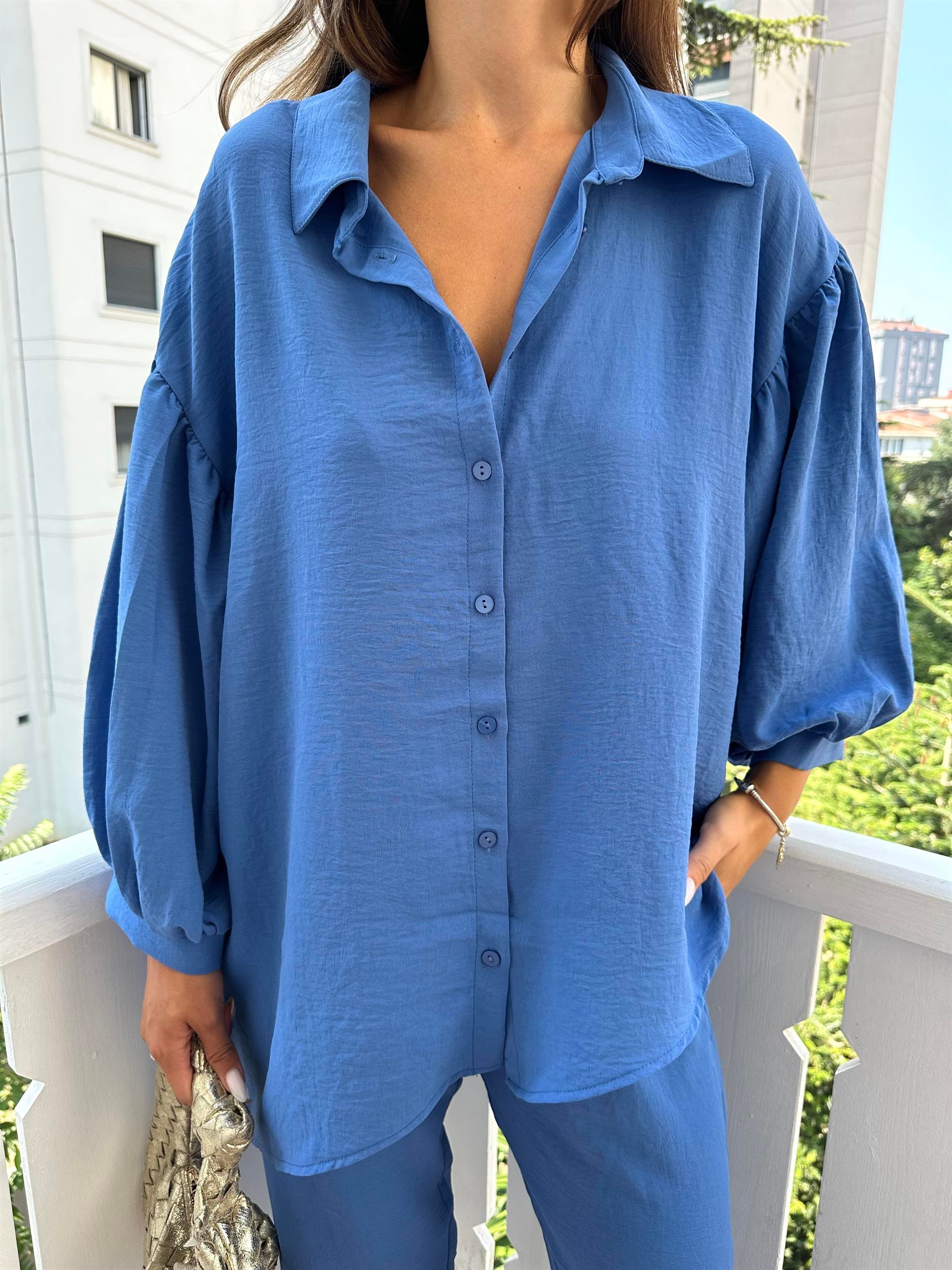 Mavi Gömlek Kadın Takım