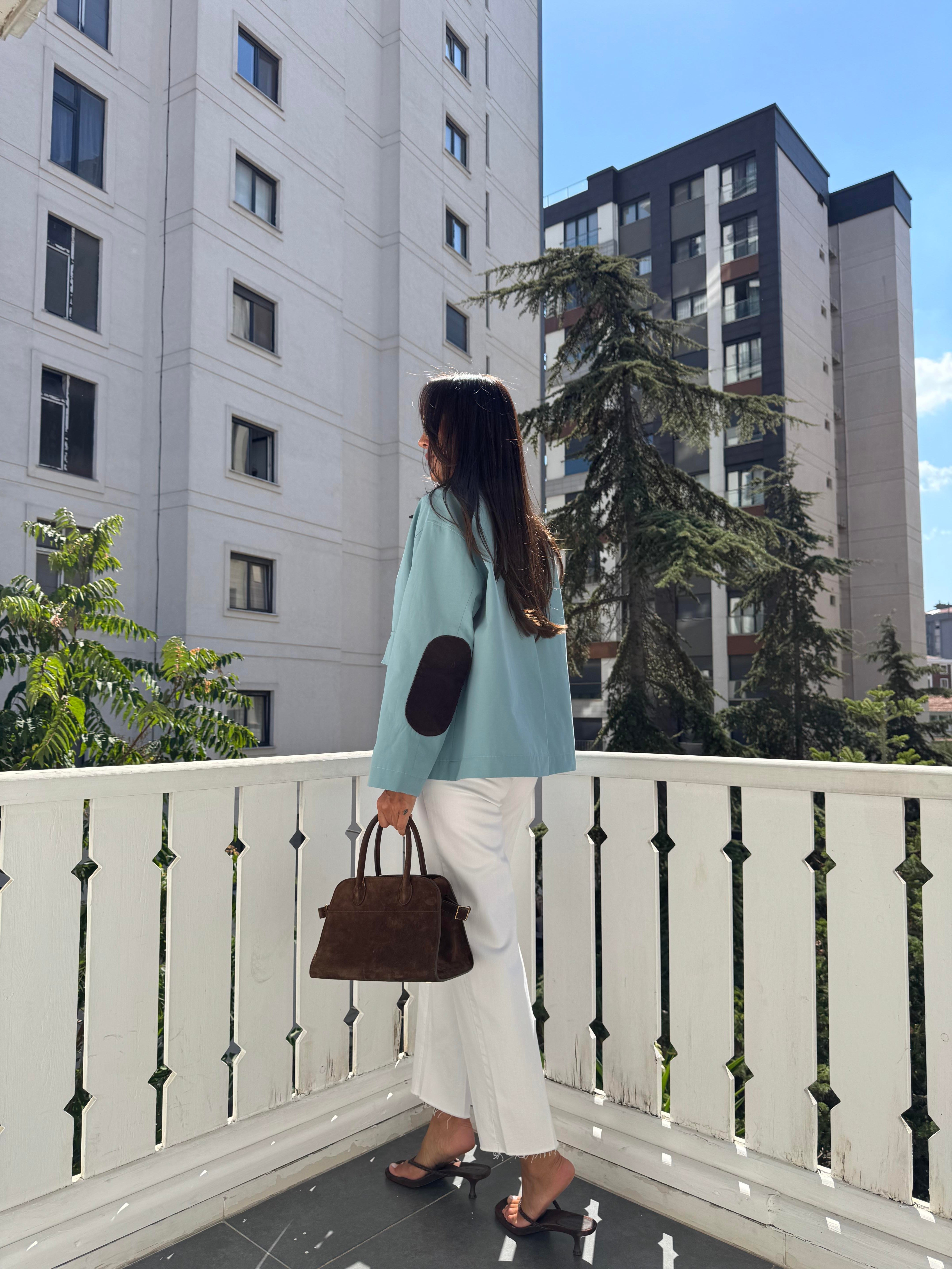 Mint Yeşil 2 Cepli Yakalı Ceket