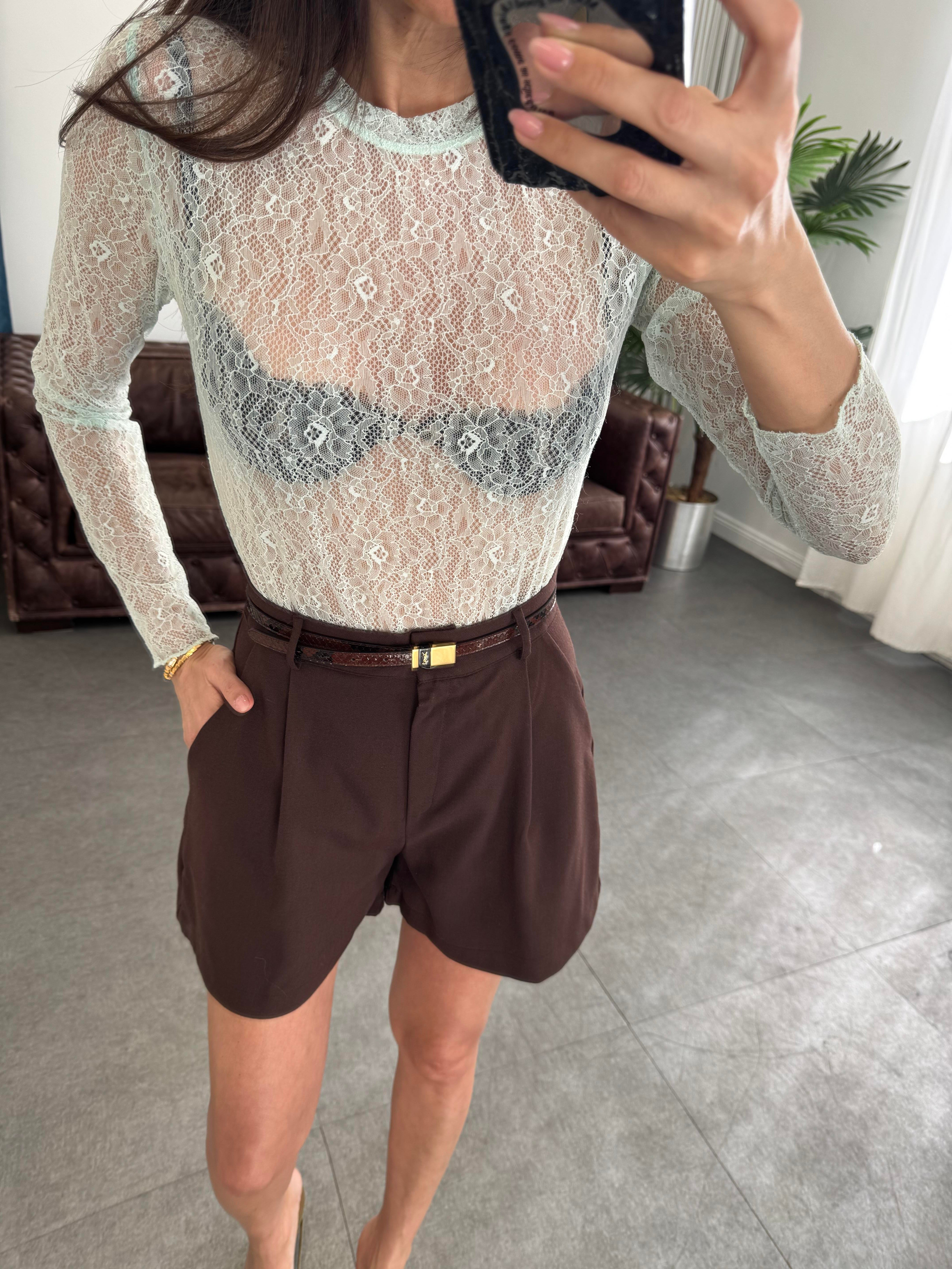 Mint Yeşil Dantel Bluz