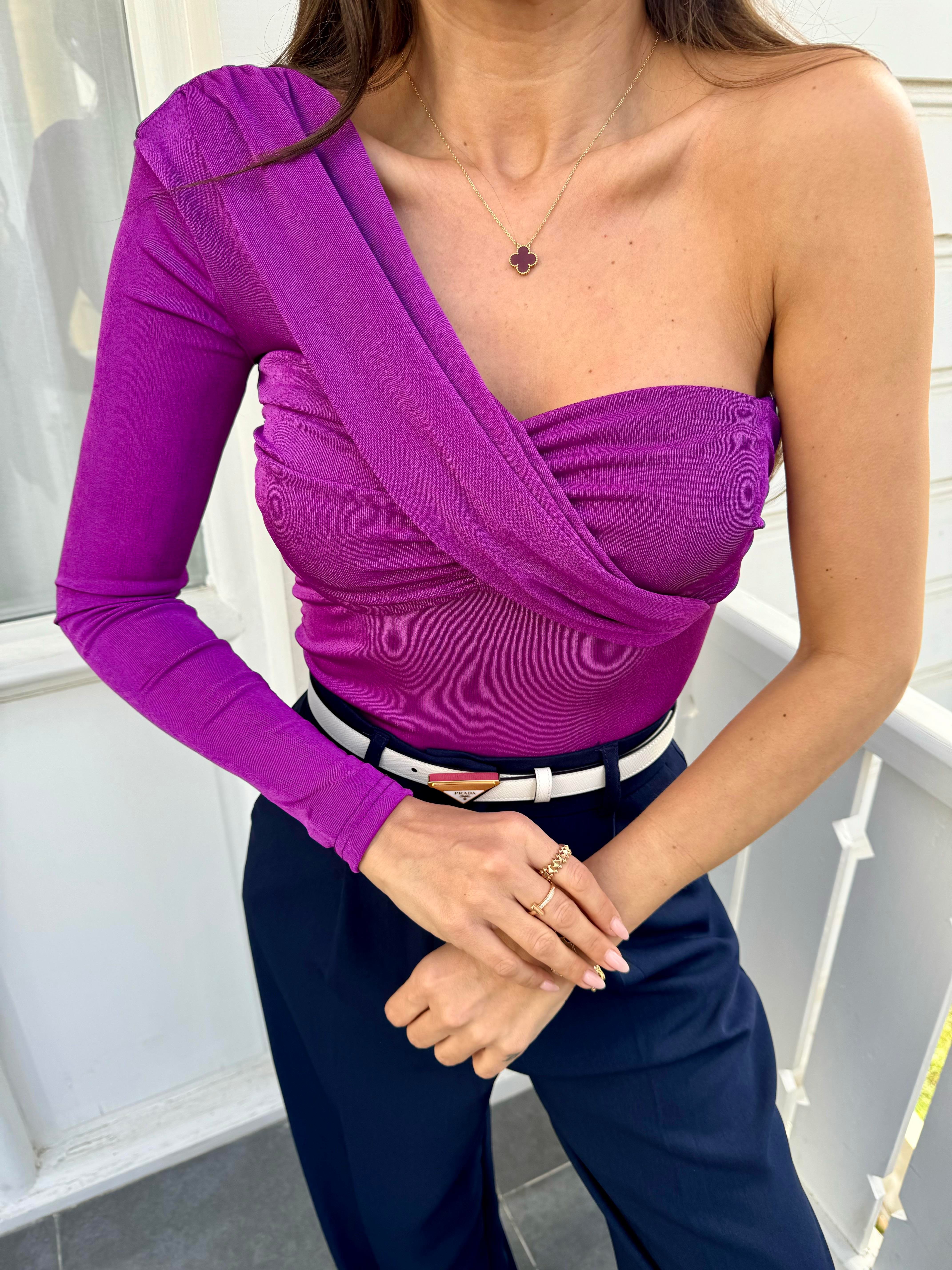 Mor Tek Kol Drapeli Bluz