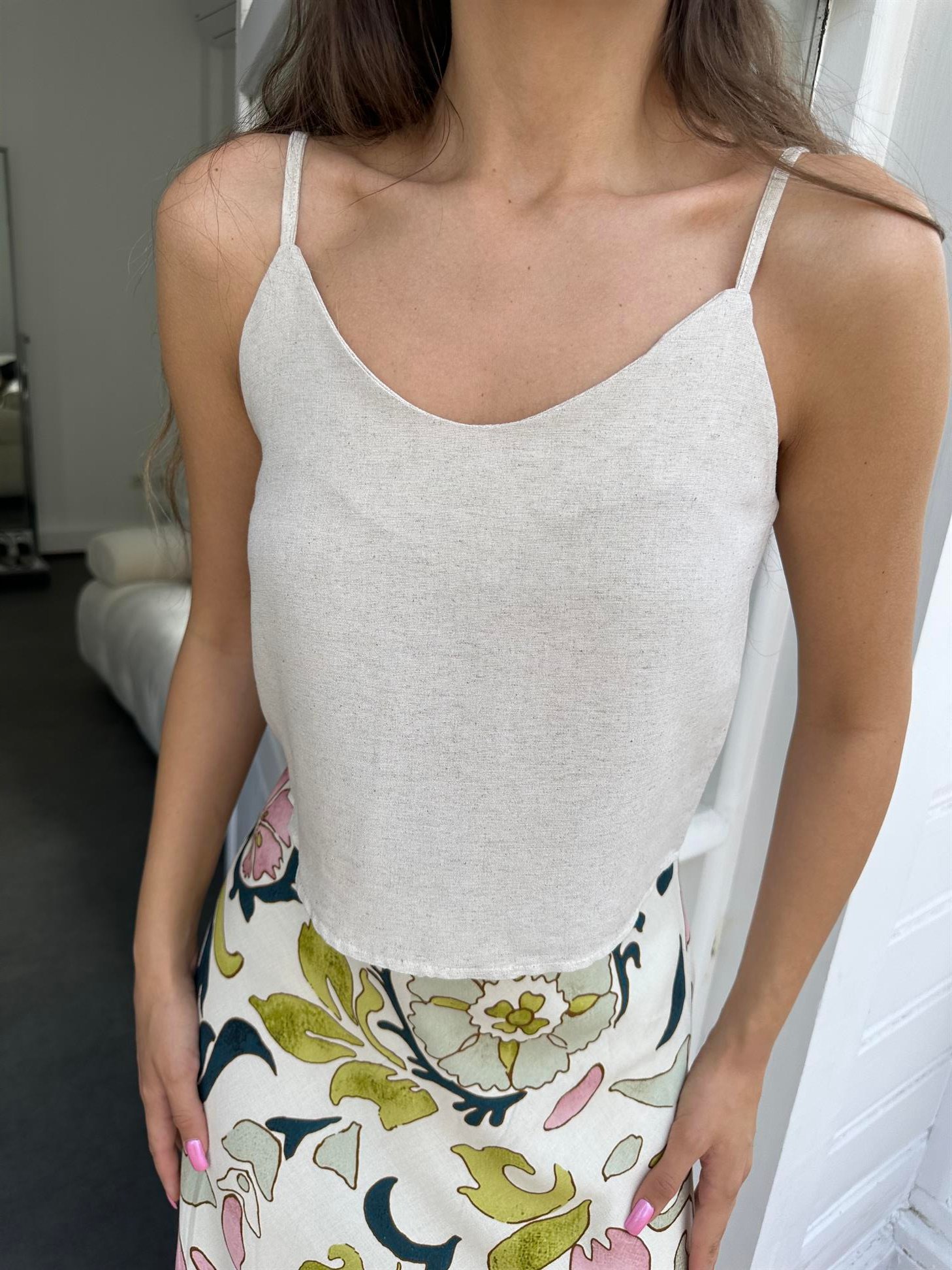 Naturel  İp Askılı Bluz