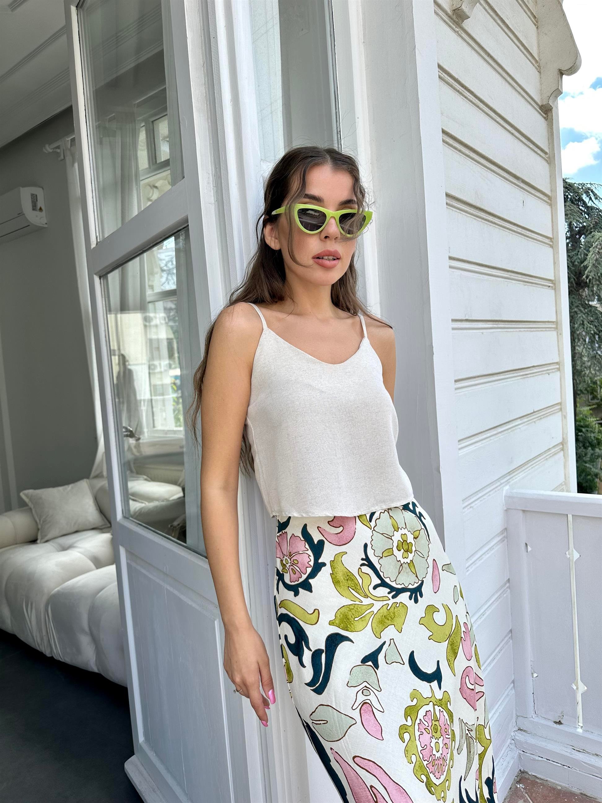 Naturel  İp Askılı Bluz