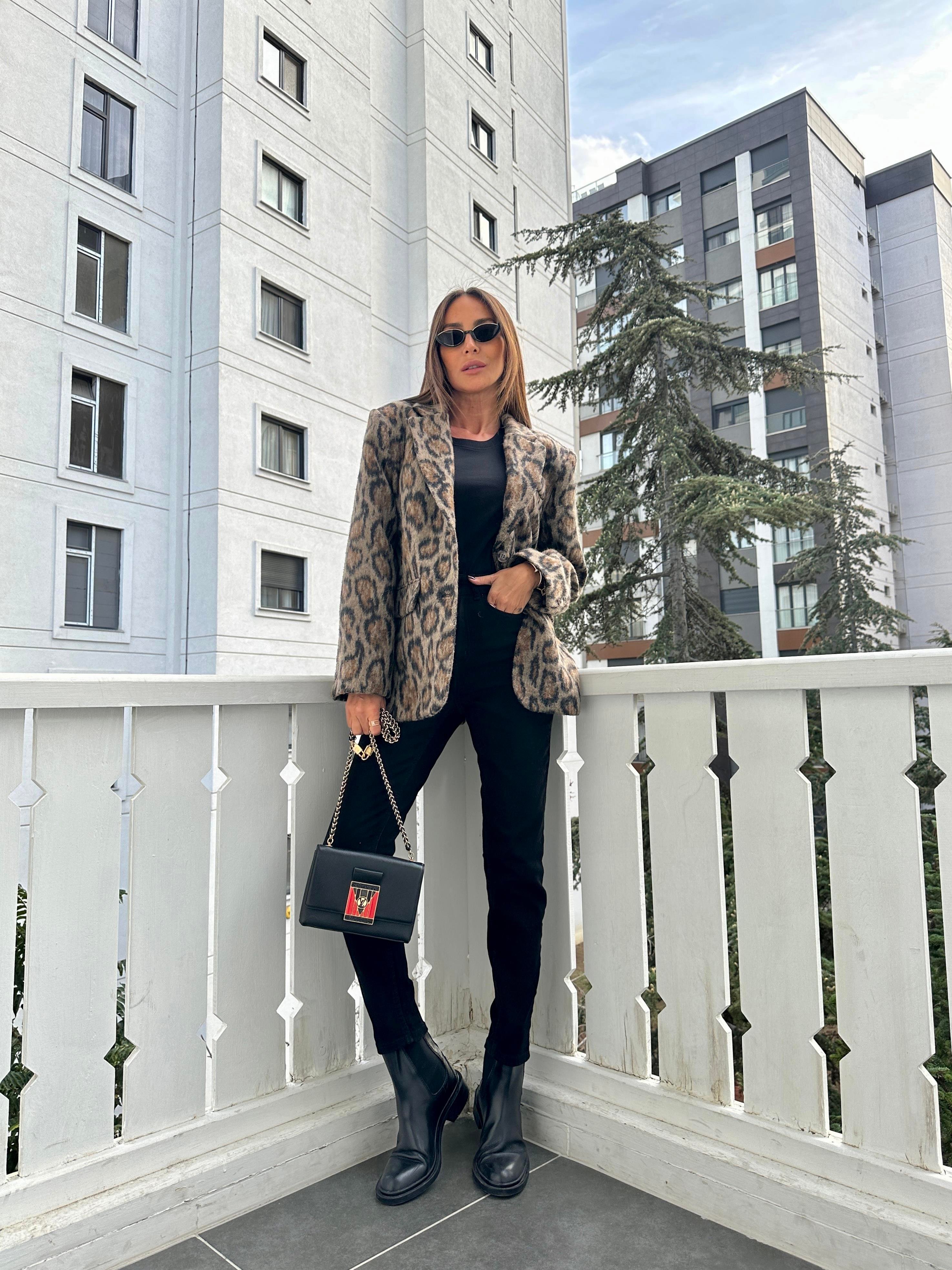 Oversize Leopar Ceket
