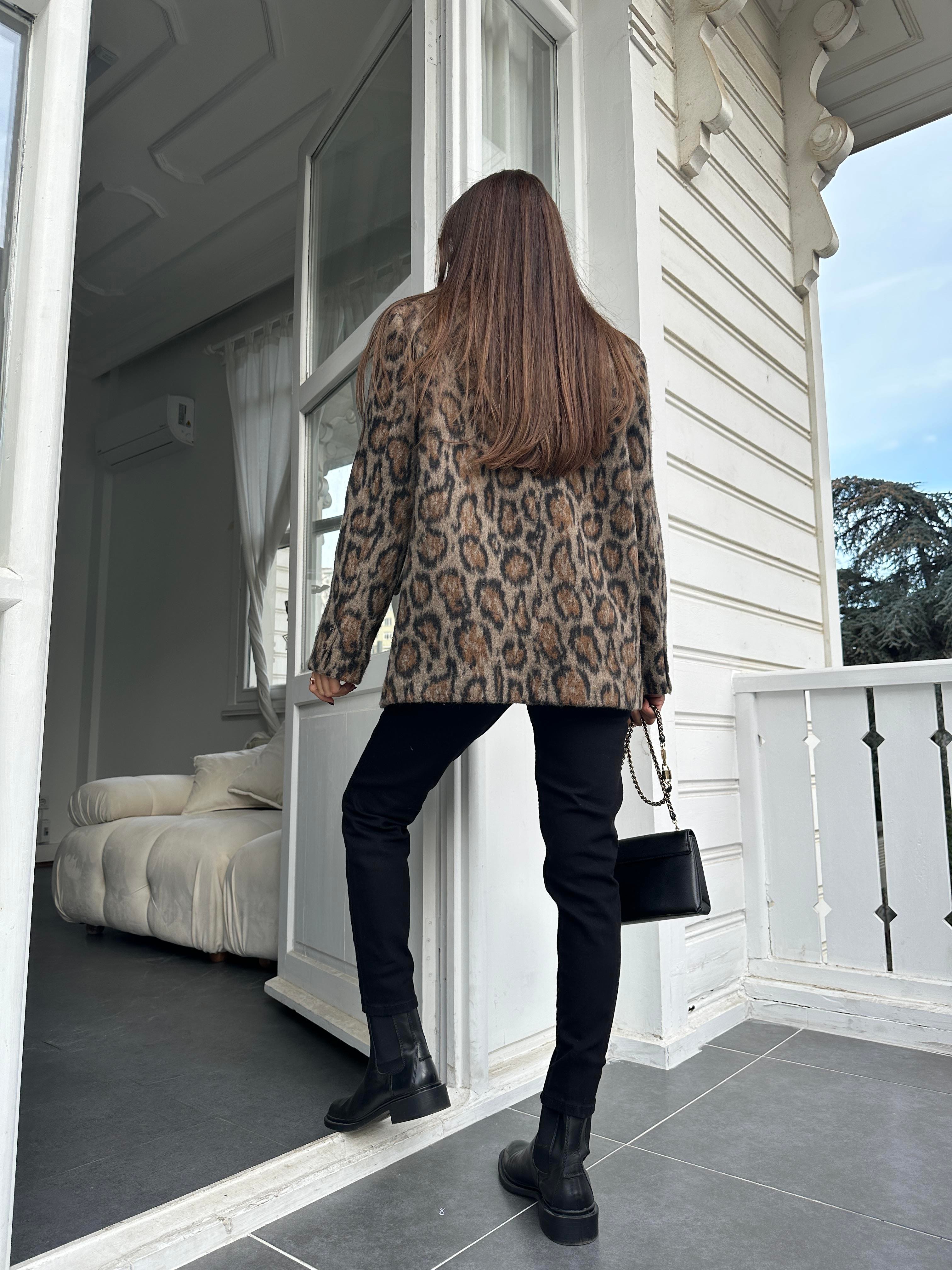 Oversize Leopar Ceket