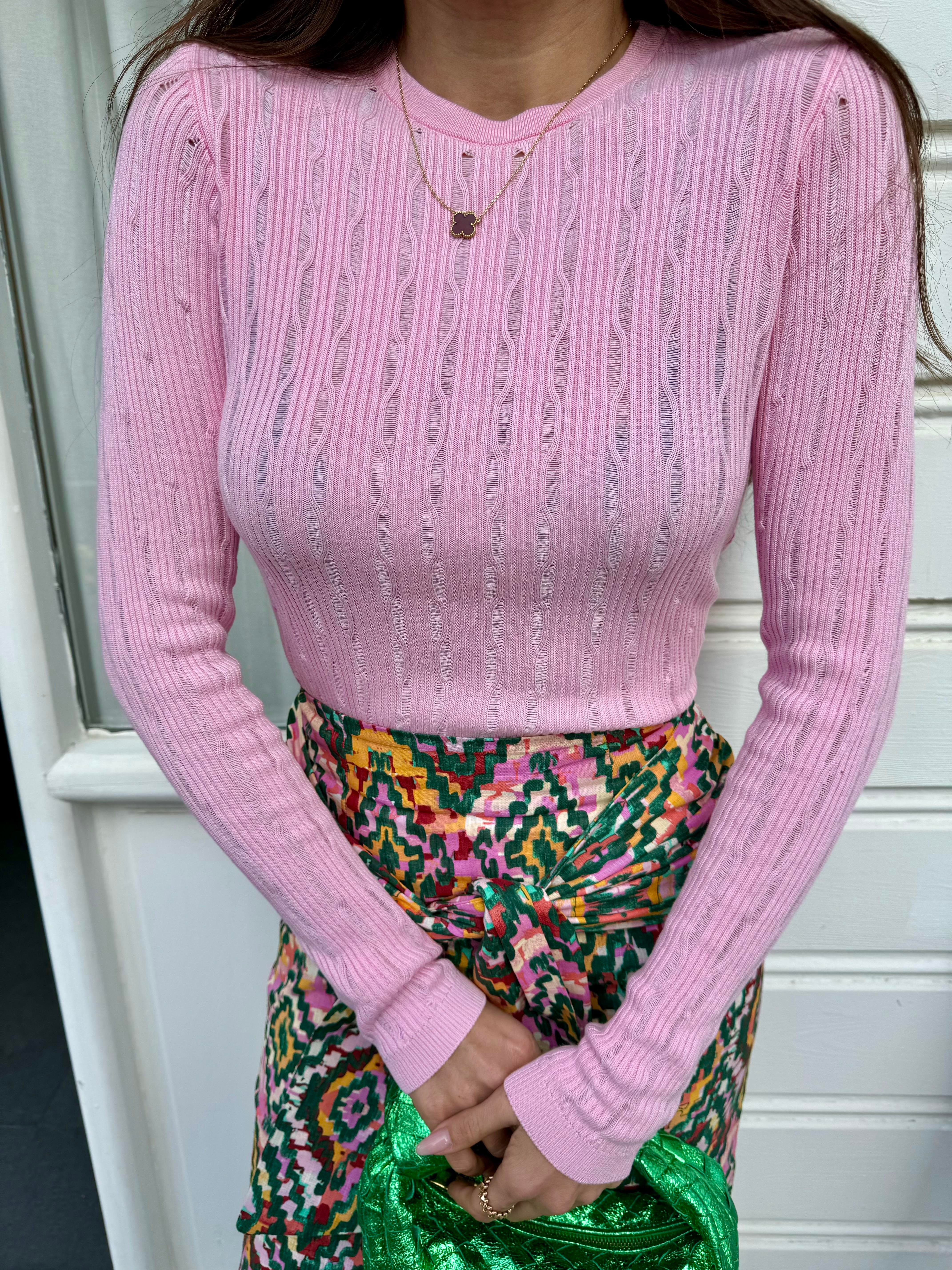 Pembe Desenli Merserize Triko