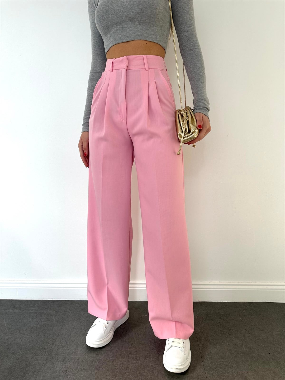 Pembe  Geniş Paçalı Pantolon