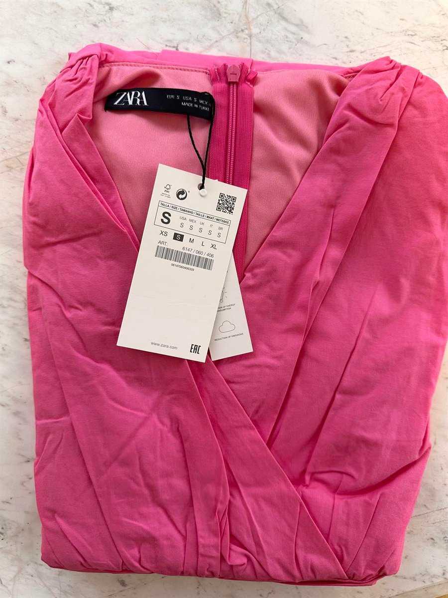 Pembe  Karpuz Kol Mini Elbise