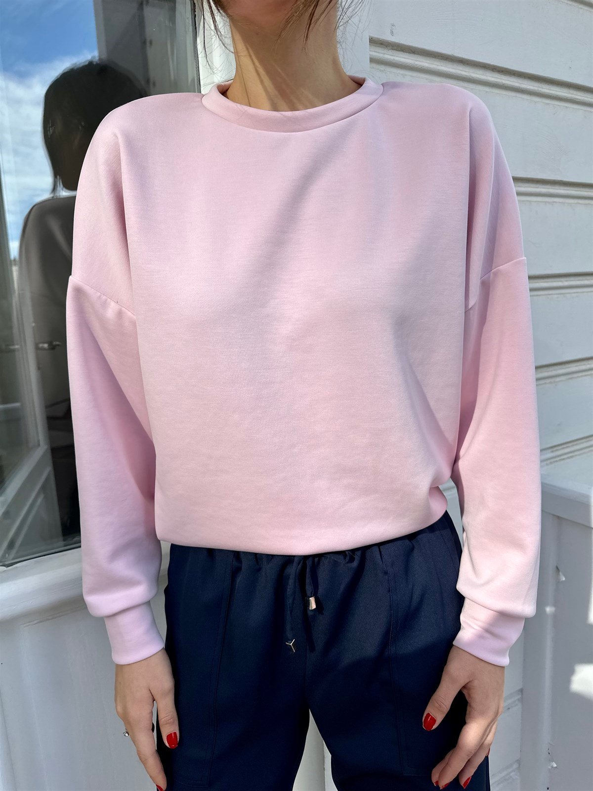 Pembe  Yumuşak Dokulu Sweat
