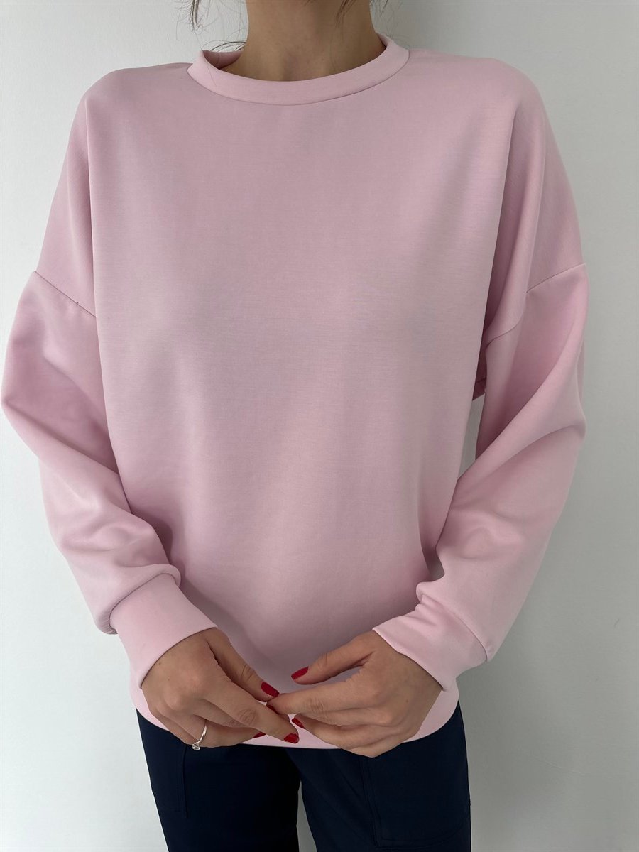 Pembe  Yumuşak Dokulu Sweat