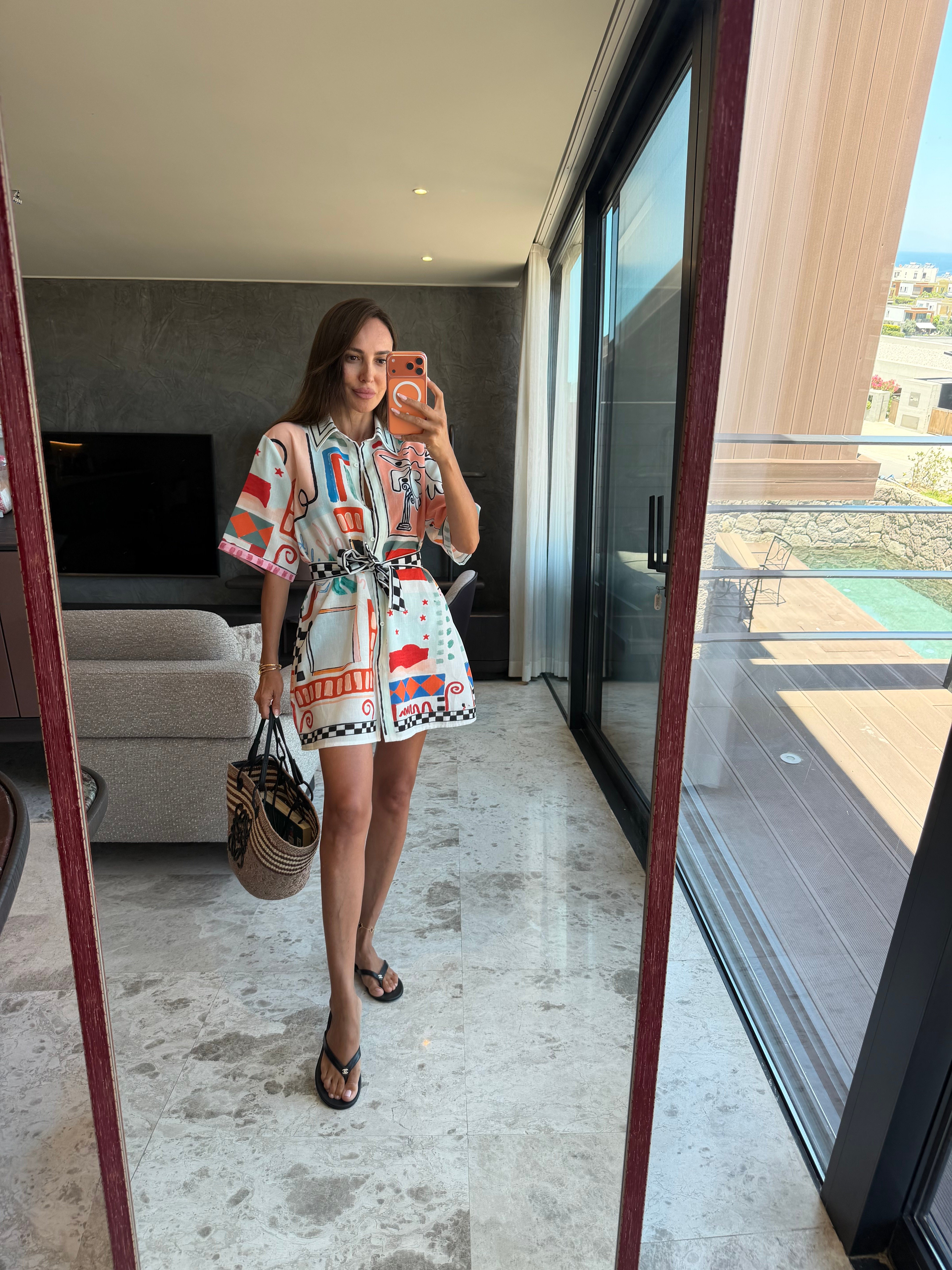 Renkli Figürlü Kuşaklı Kimono
