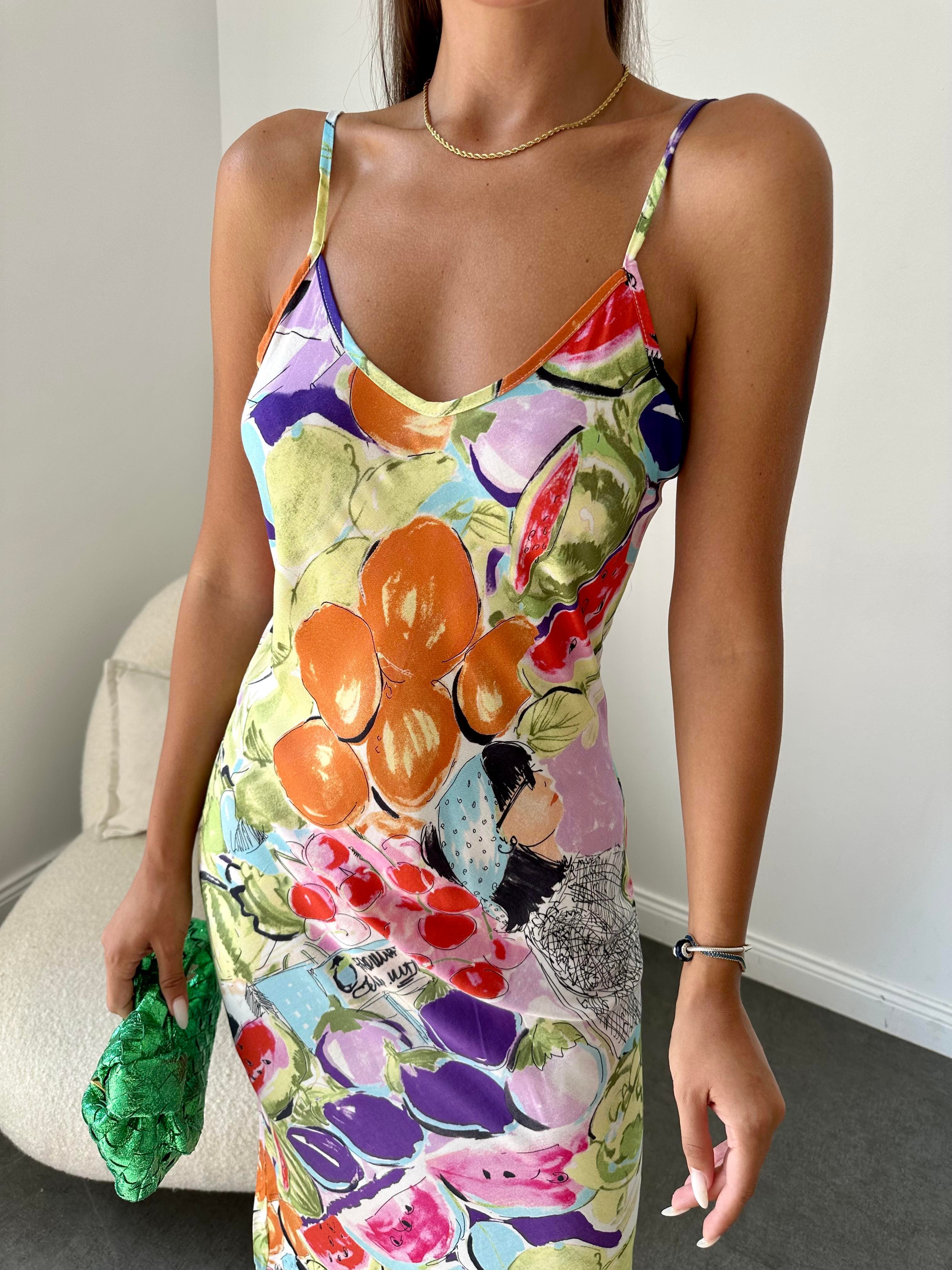 Renkli İp Askılı Elbise